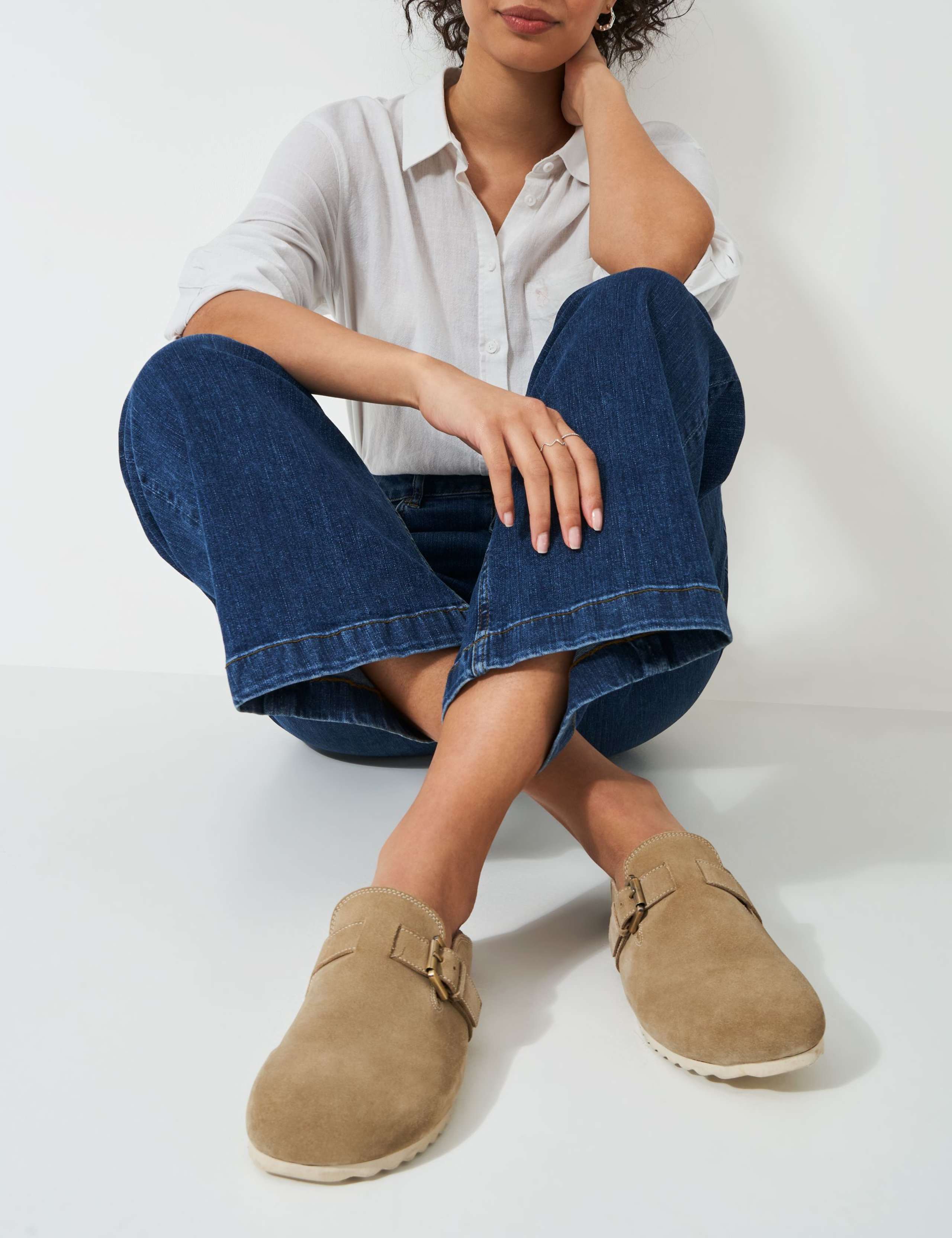 Suede Buckle Flat Mules 1 of 4