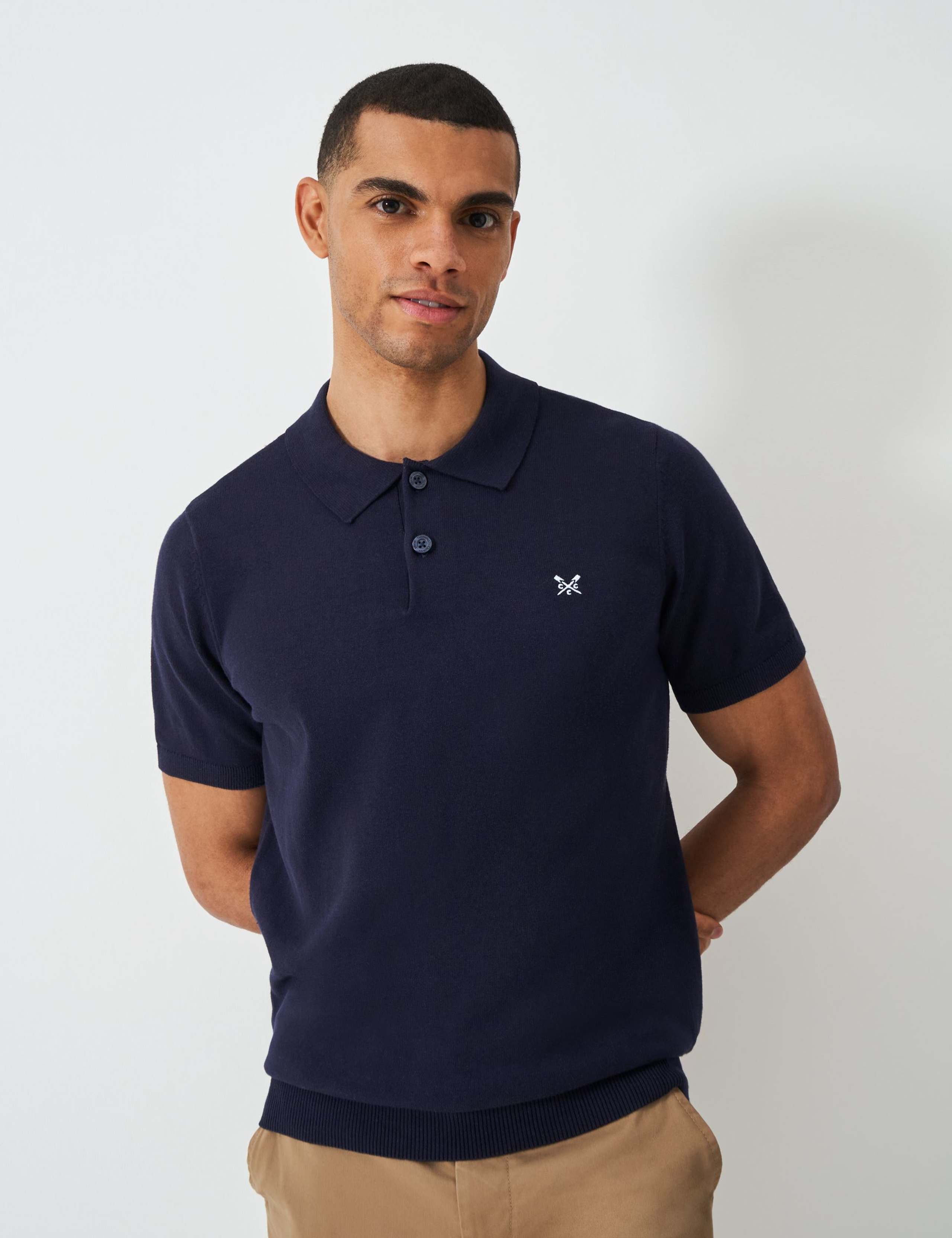 Pure Cotton Knitted Jersey Polo Shirt 3 of 5