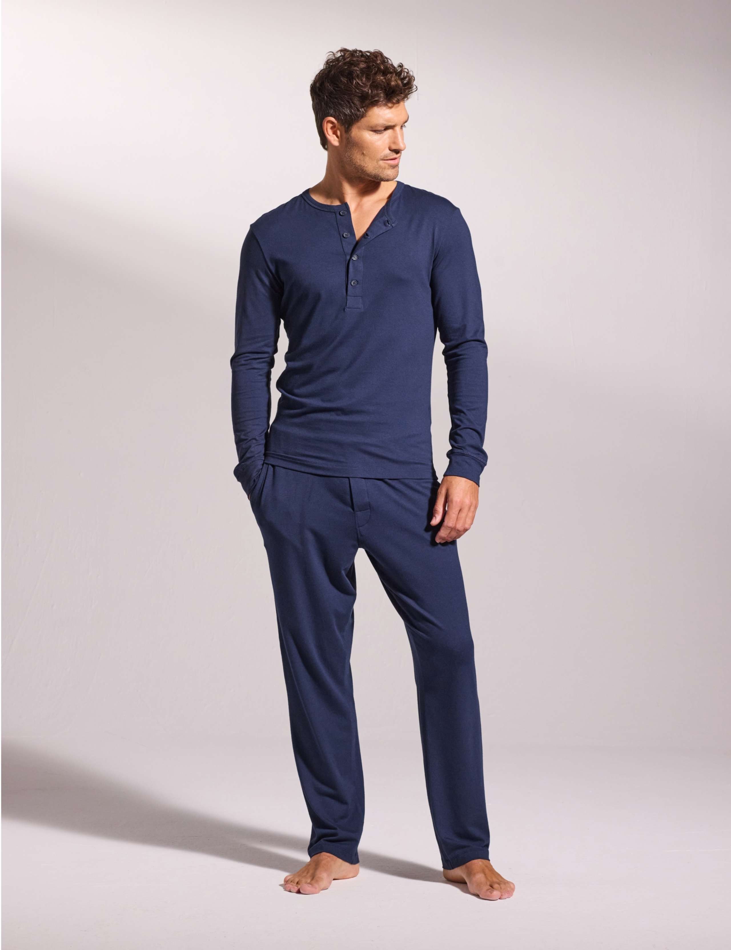 Premium Wellwear Long Sleeve Henley Pyjama Set 1 of 3