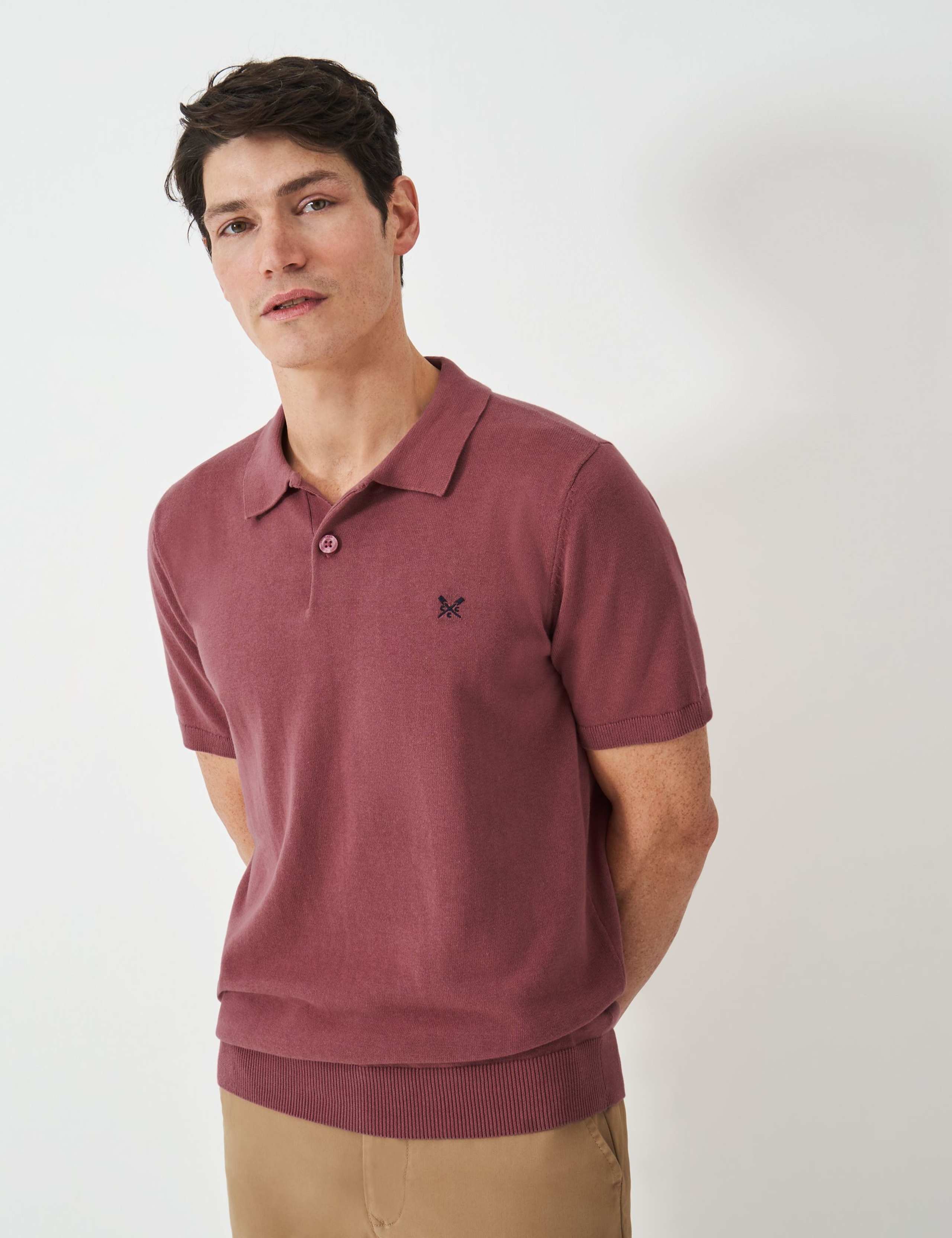 Pure Cotton Knitted Jersey Polo Shirt 3 of 5
