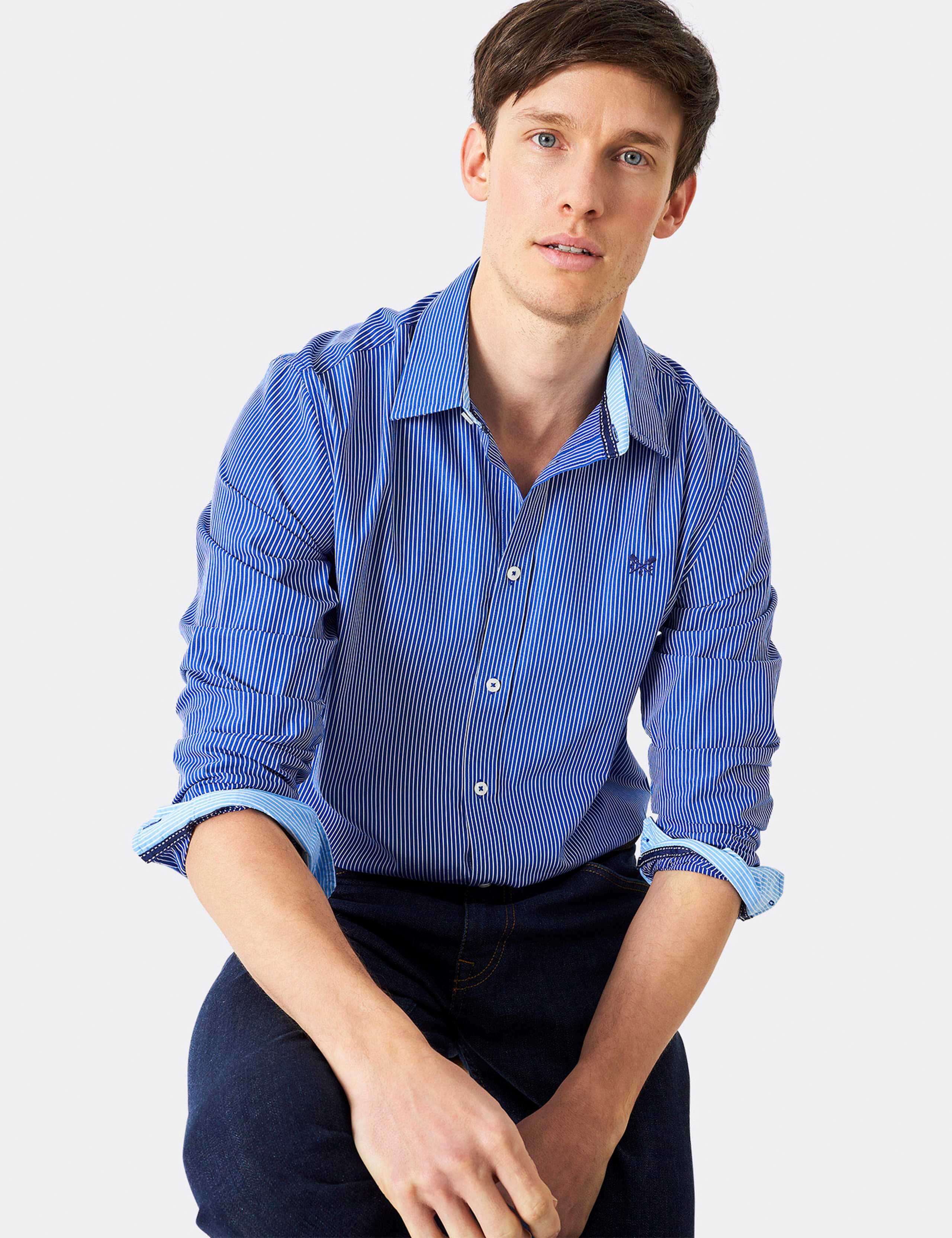 Slim Fit Pure Cotton Striped Poplin Shirt 1 of 4