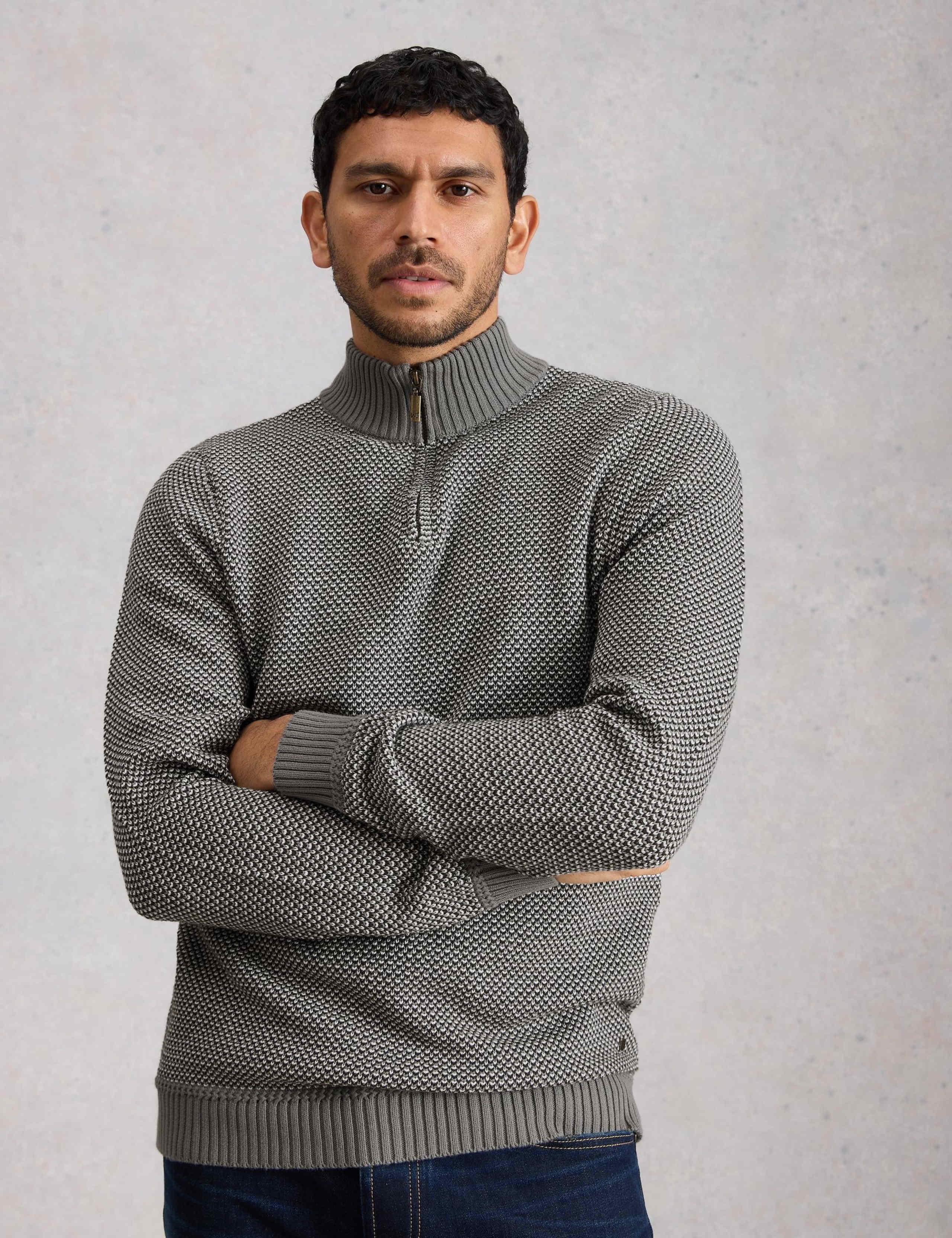 Pure Cotton Funnel Neck Half Zip Jumper 3 of 6