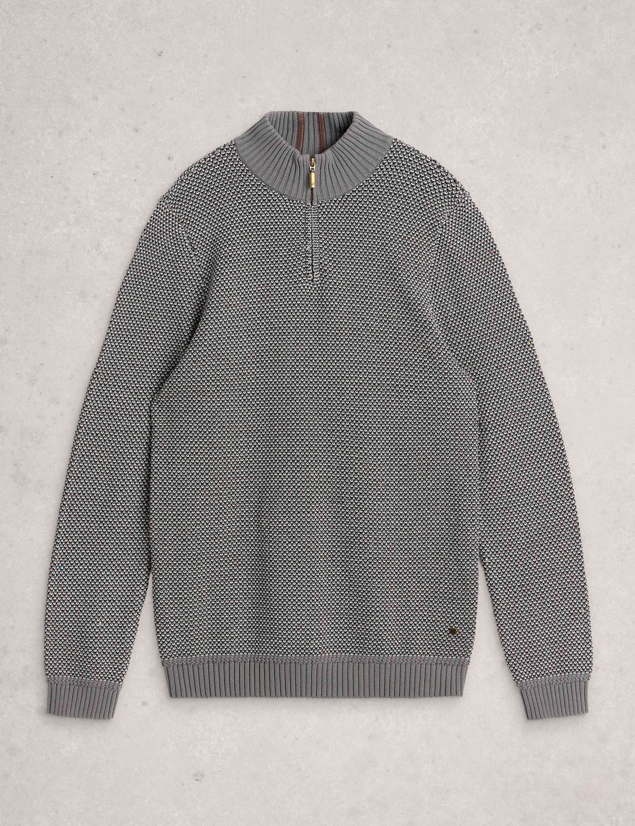 Pure Cotton Funnel Neck Half Zip Jumper 5 of 6