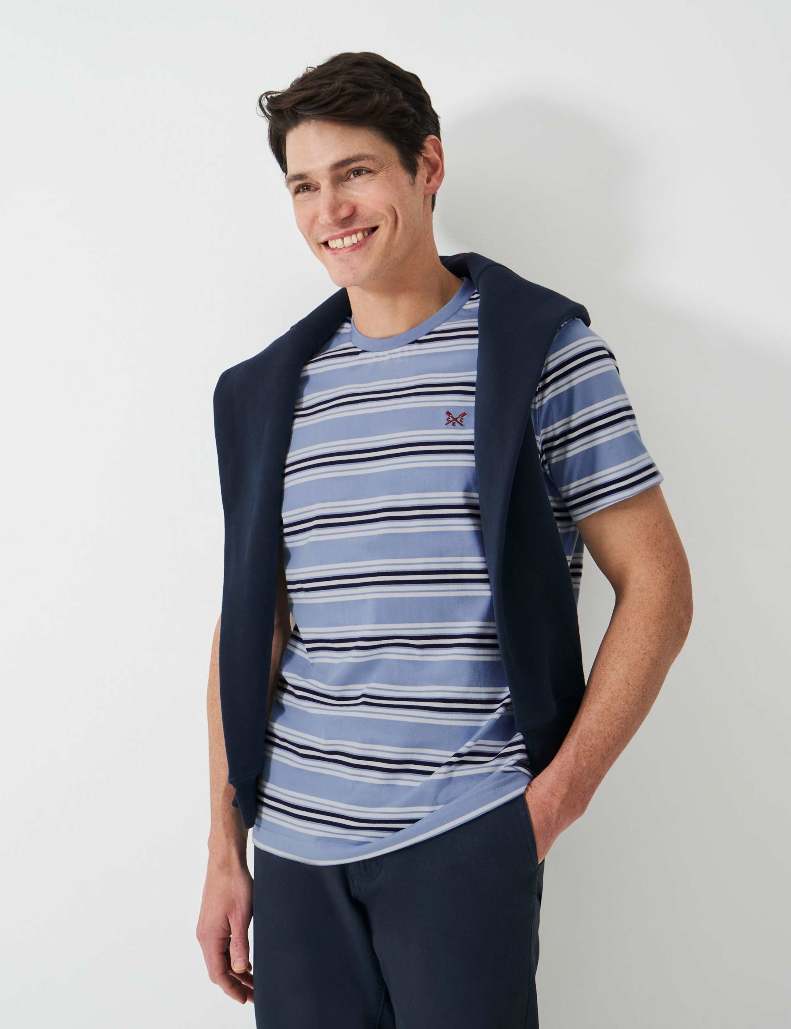 Pure Cotton Striped Crew Neck T-Shirt 3 of 5