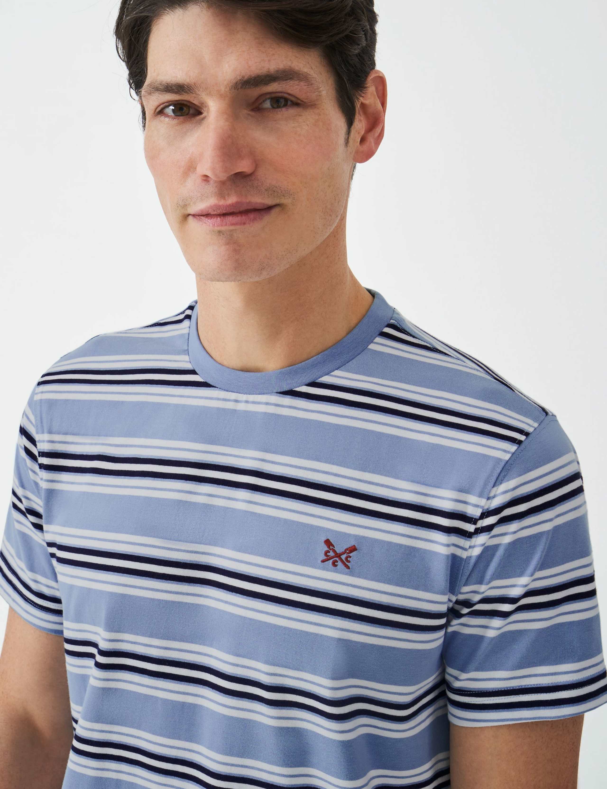 Pure Cotton Striped Crew Neck T-Shirt 4 of 5