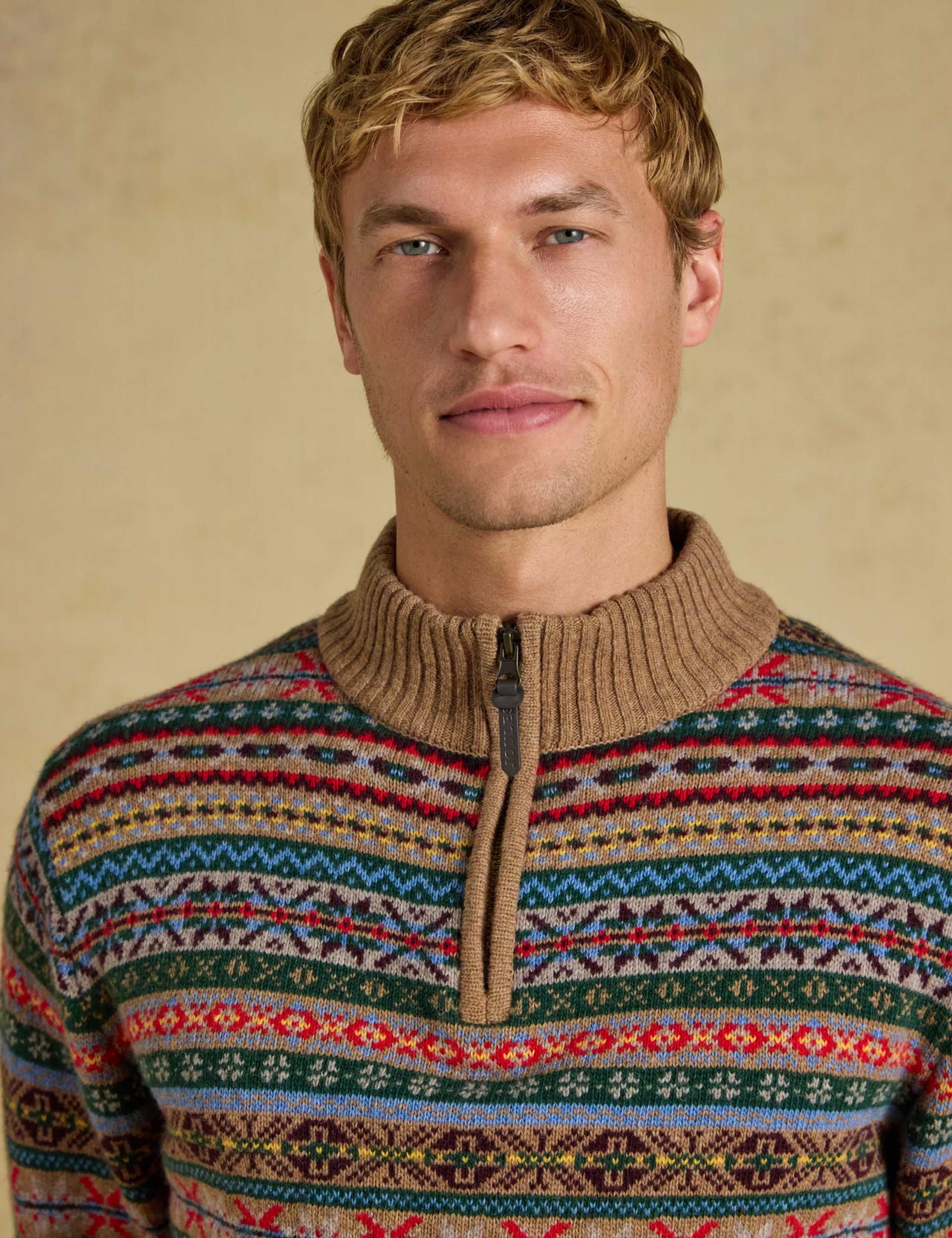 Wool Rich Fair Isle Funnel Neck Quarter Zip Jumper 4 of 7