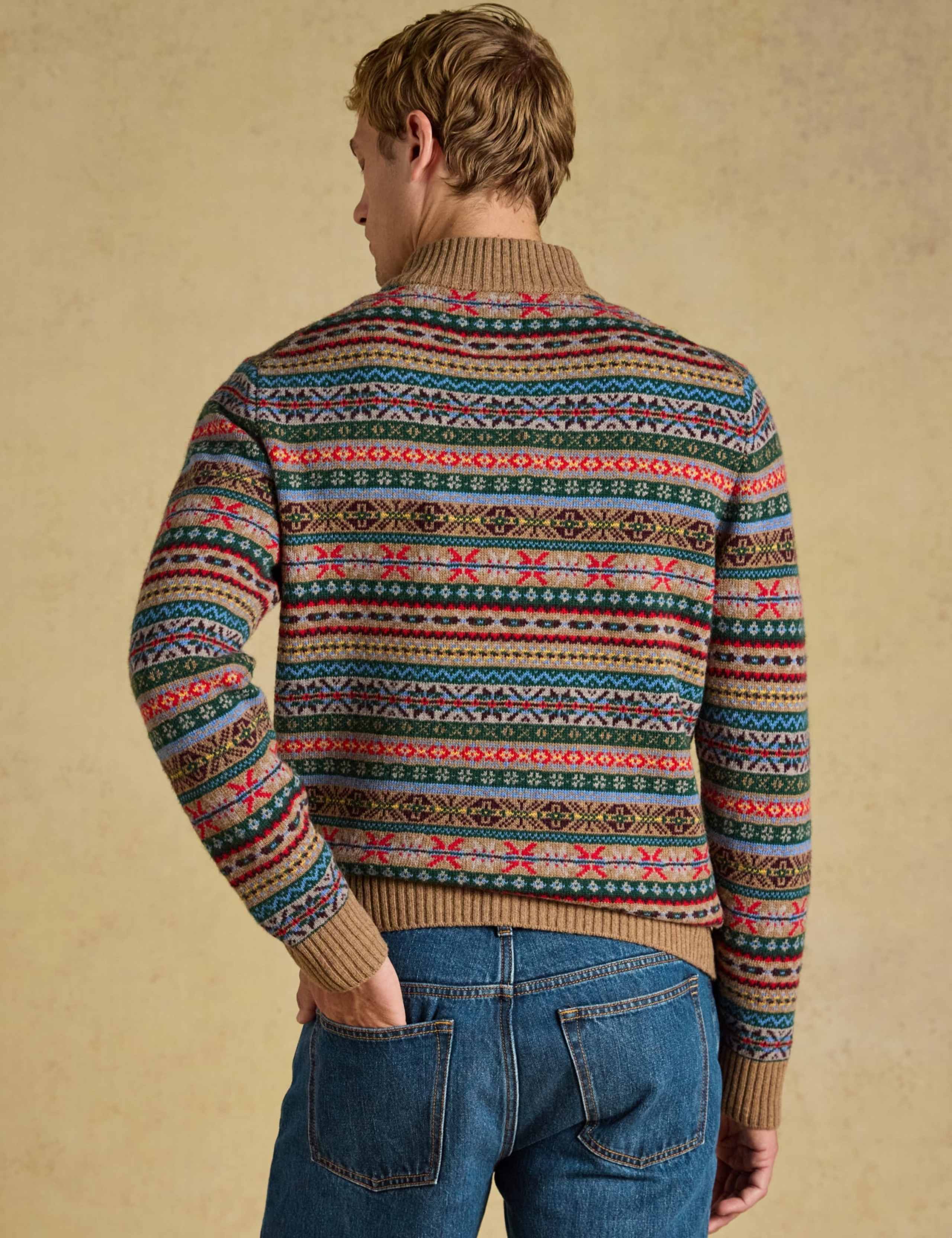 Wool Rich Fair Isle Funnel Neck Quarter Zip Jumper 5 of 7