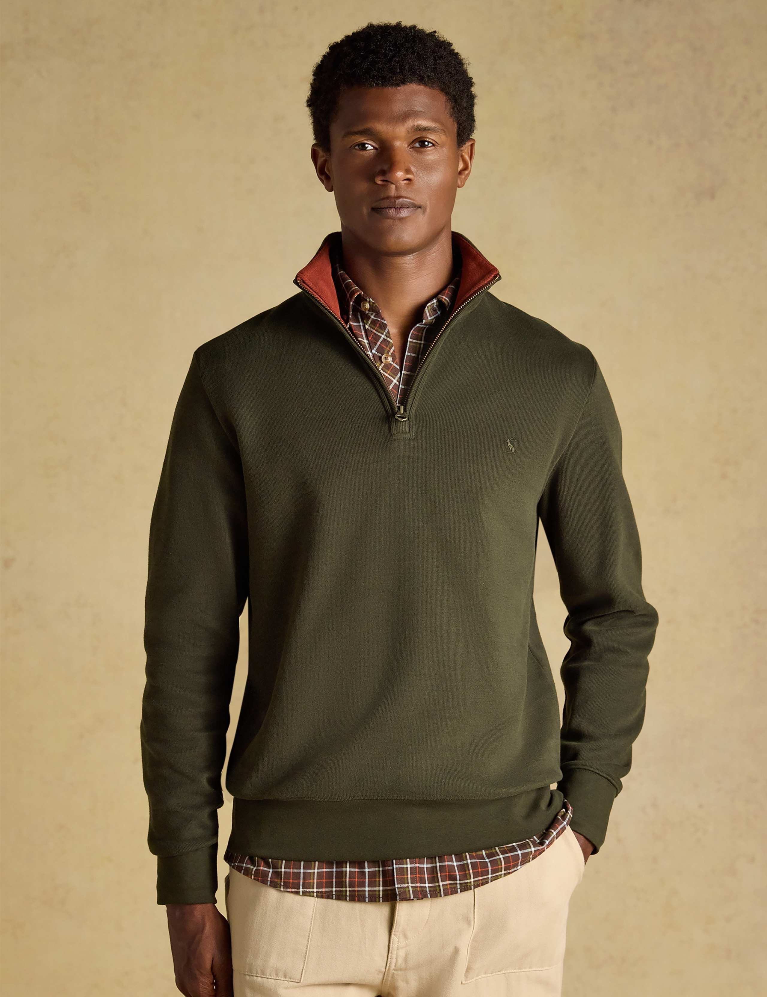Cotton Rich French Rib Quarter Zip Sweatshirt 1 of 8