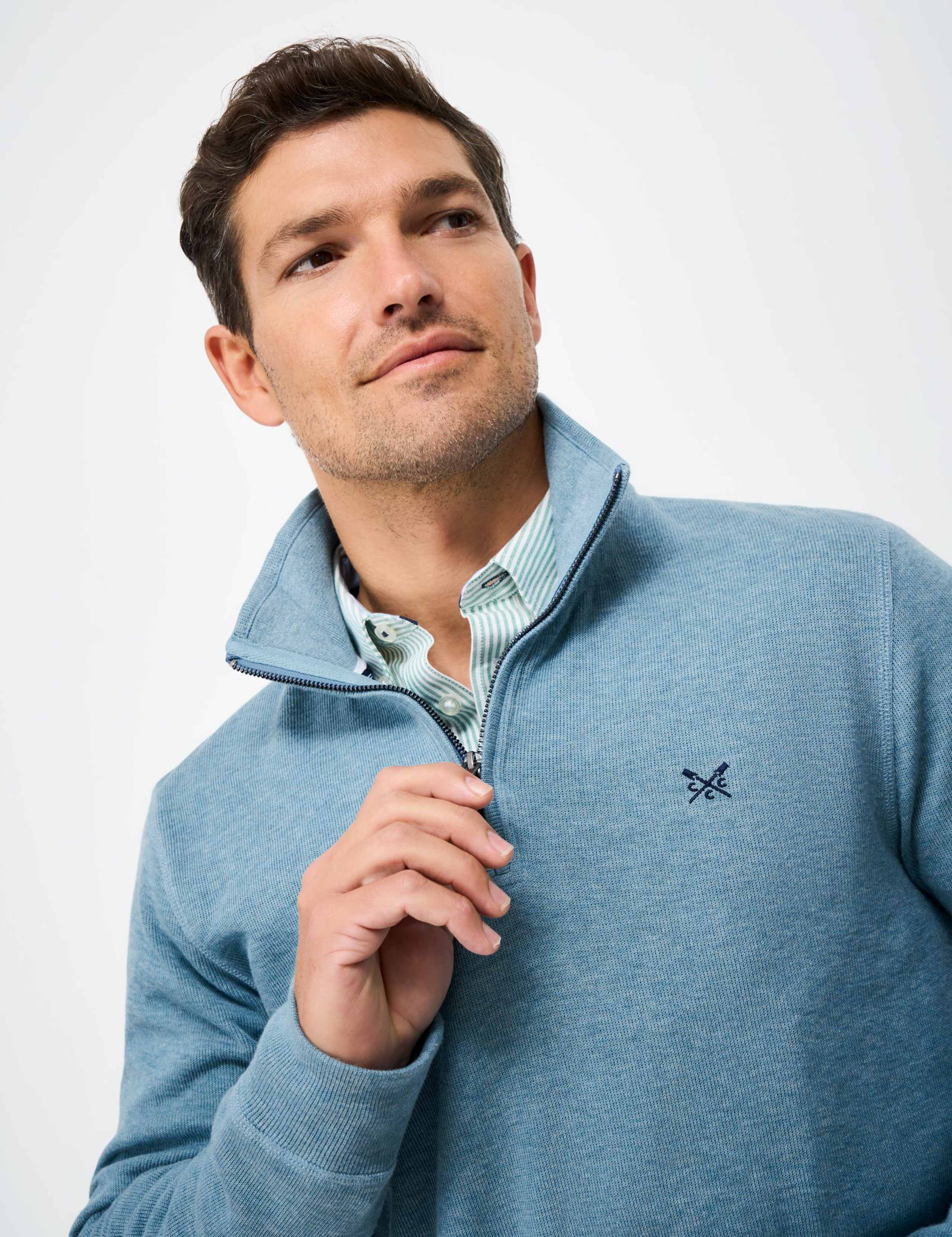 Pure Cotton Half Zip Funnel Neck Jumper 4 of 5