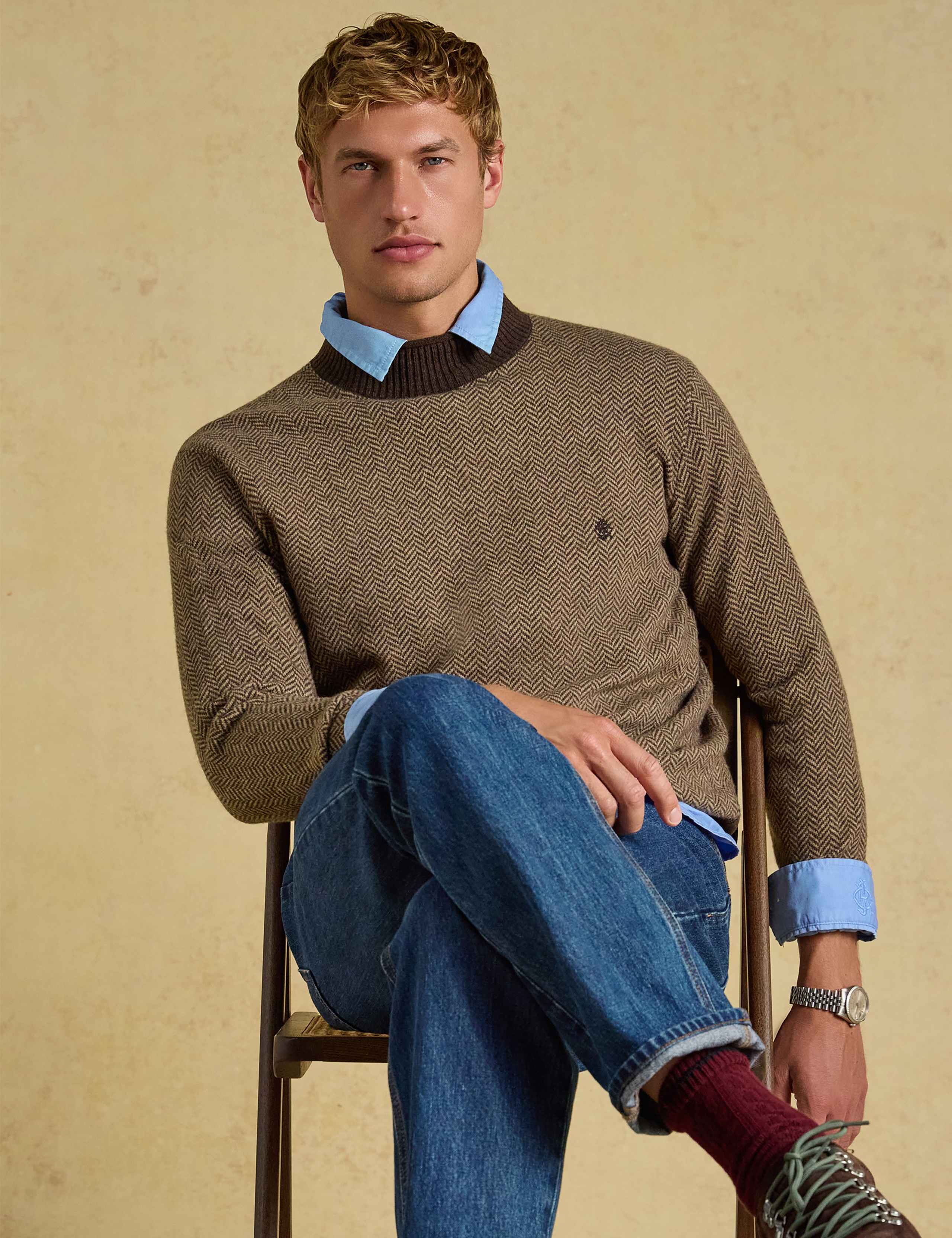Wool Rich Herringbone High Neck Jumper 2 of 3