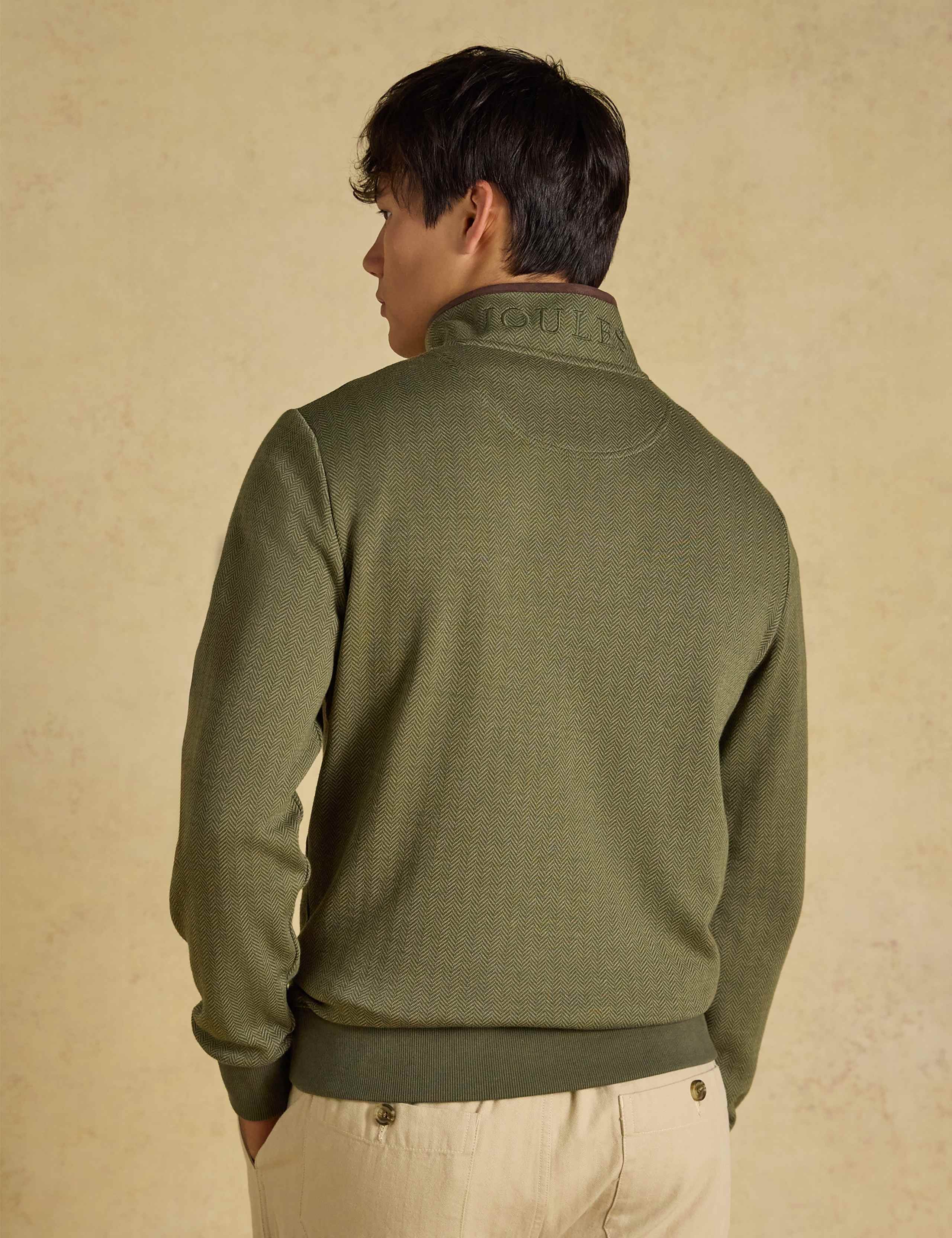 Cotton Rich Herringbone Quarter Zip Sweatshirt 5 of 7