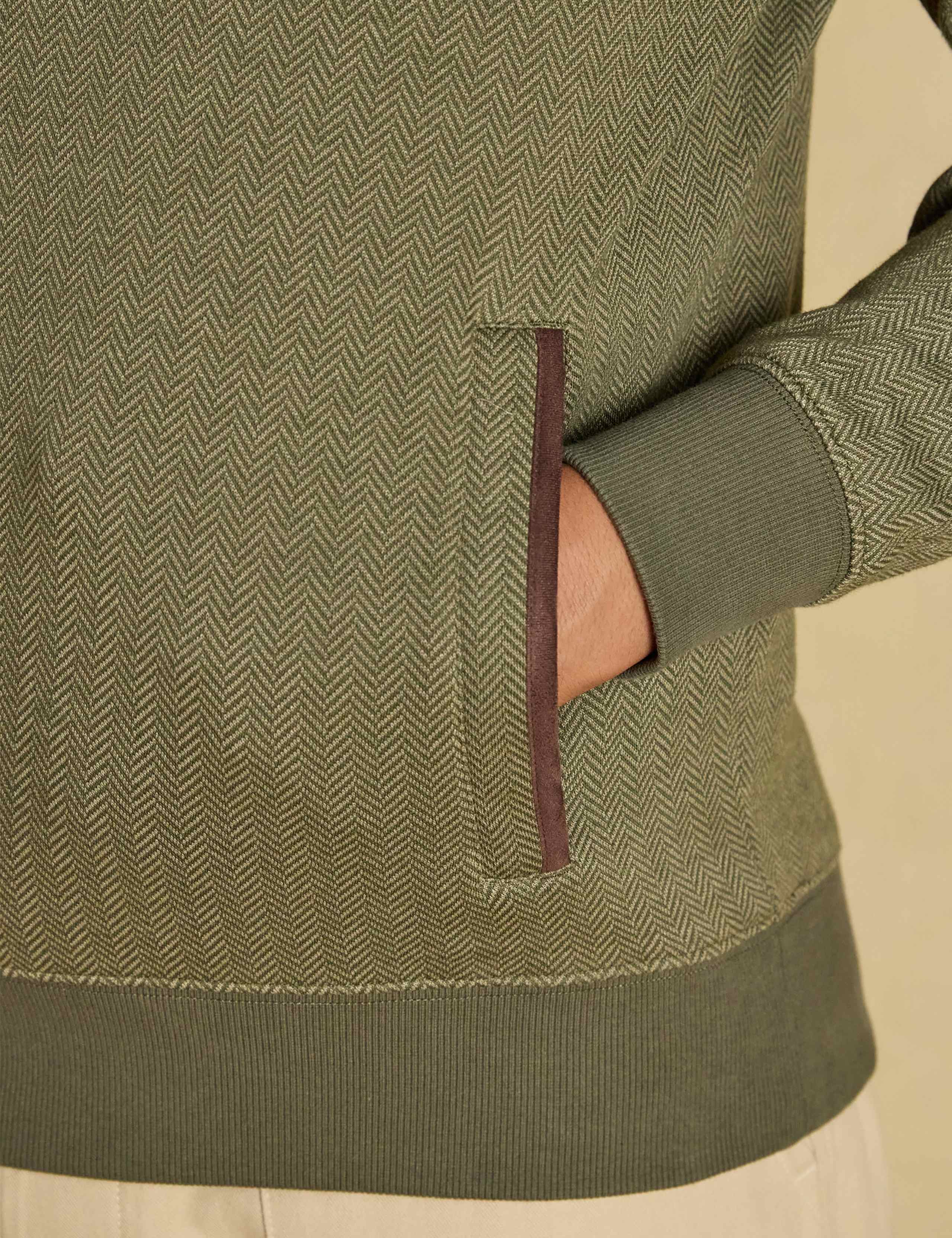 Cotton Rich Herringbone Quarter Zip Sweatshirt 7 of 7
