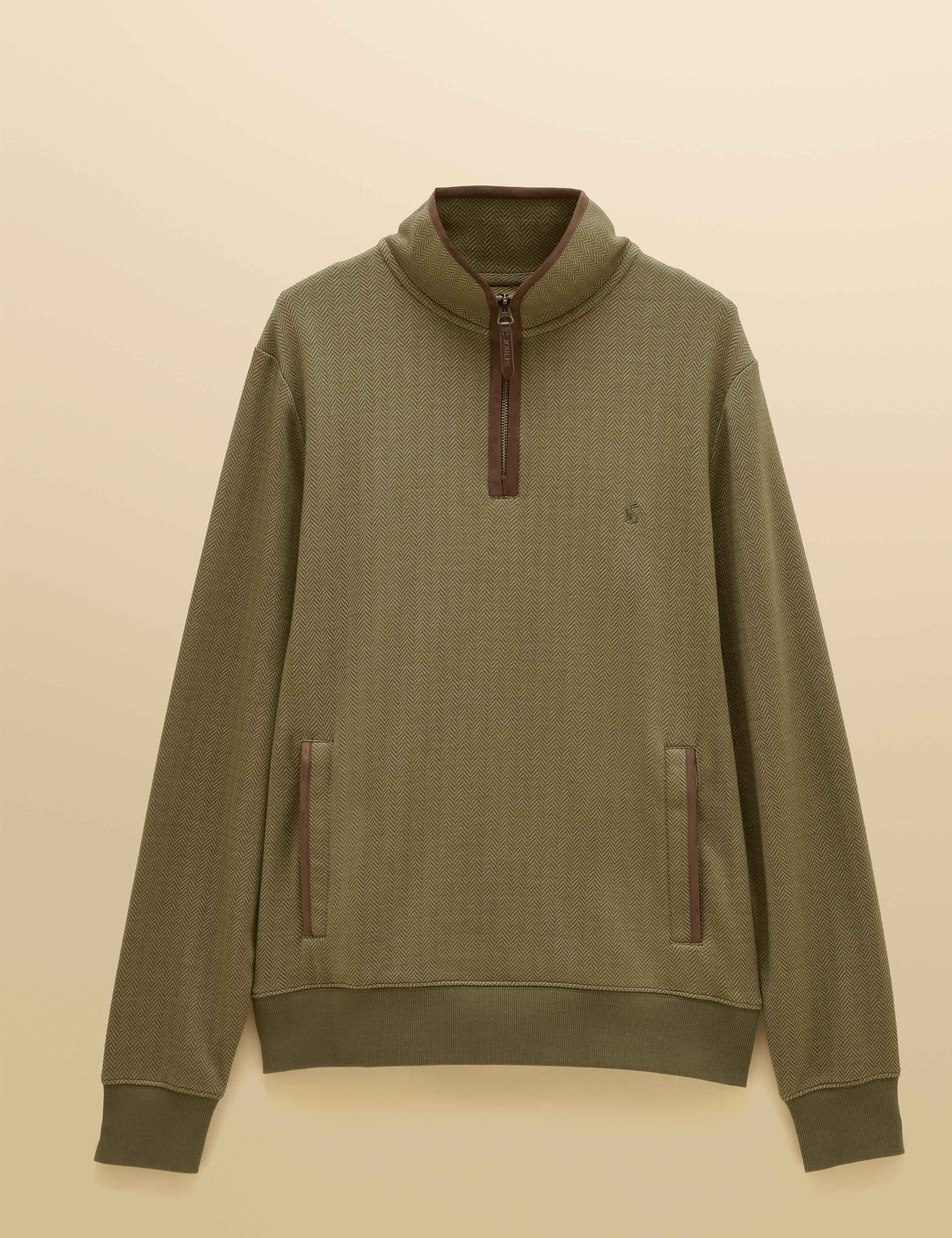 Cotton Rich Herringbone Quarter Zip Sweatshirt 2 of 7
