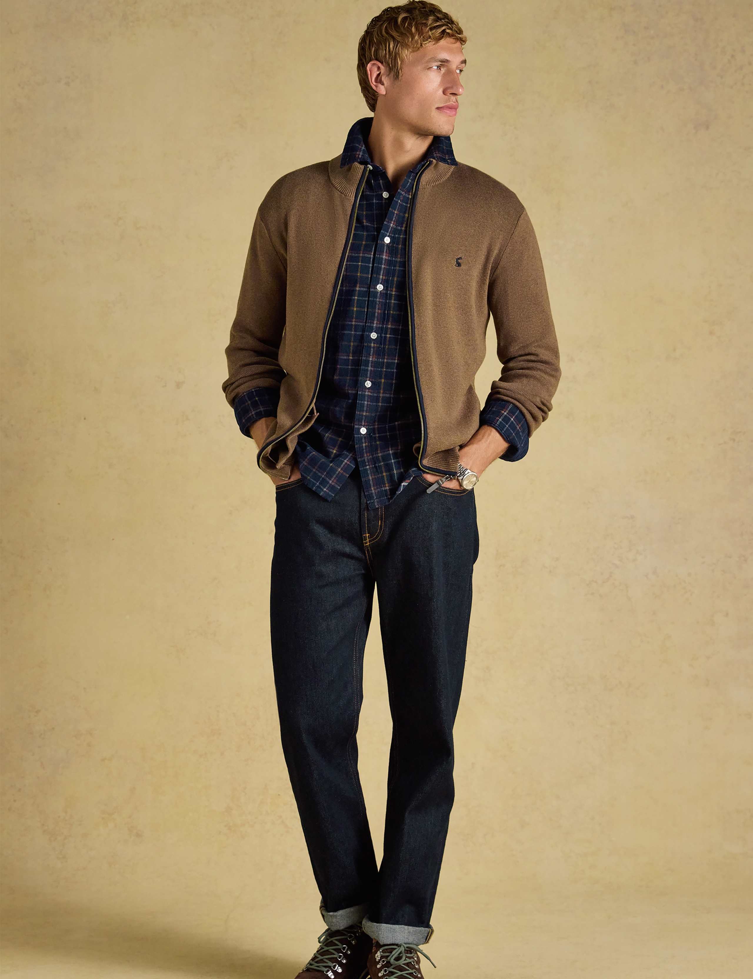 Pure Cotton Textured Funnel Neck Zip Up Cardigan 3 of 7