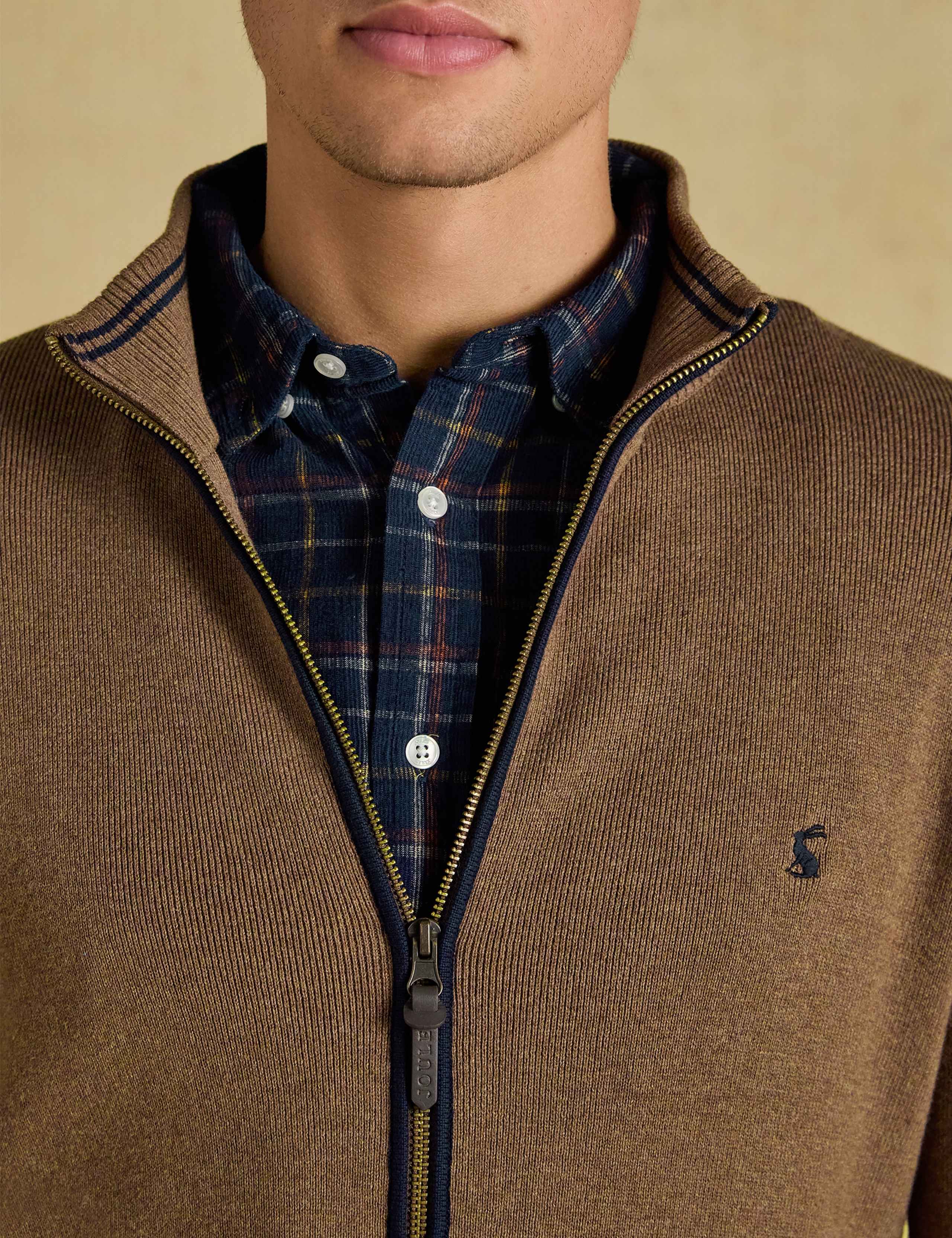 Pure Cotton Textured Funnel Neck Zip Up Cardigan 6 of 7