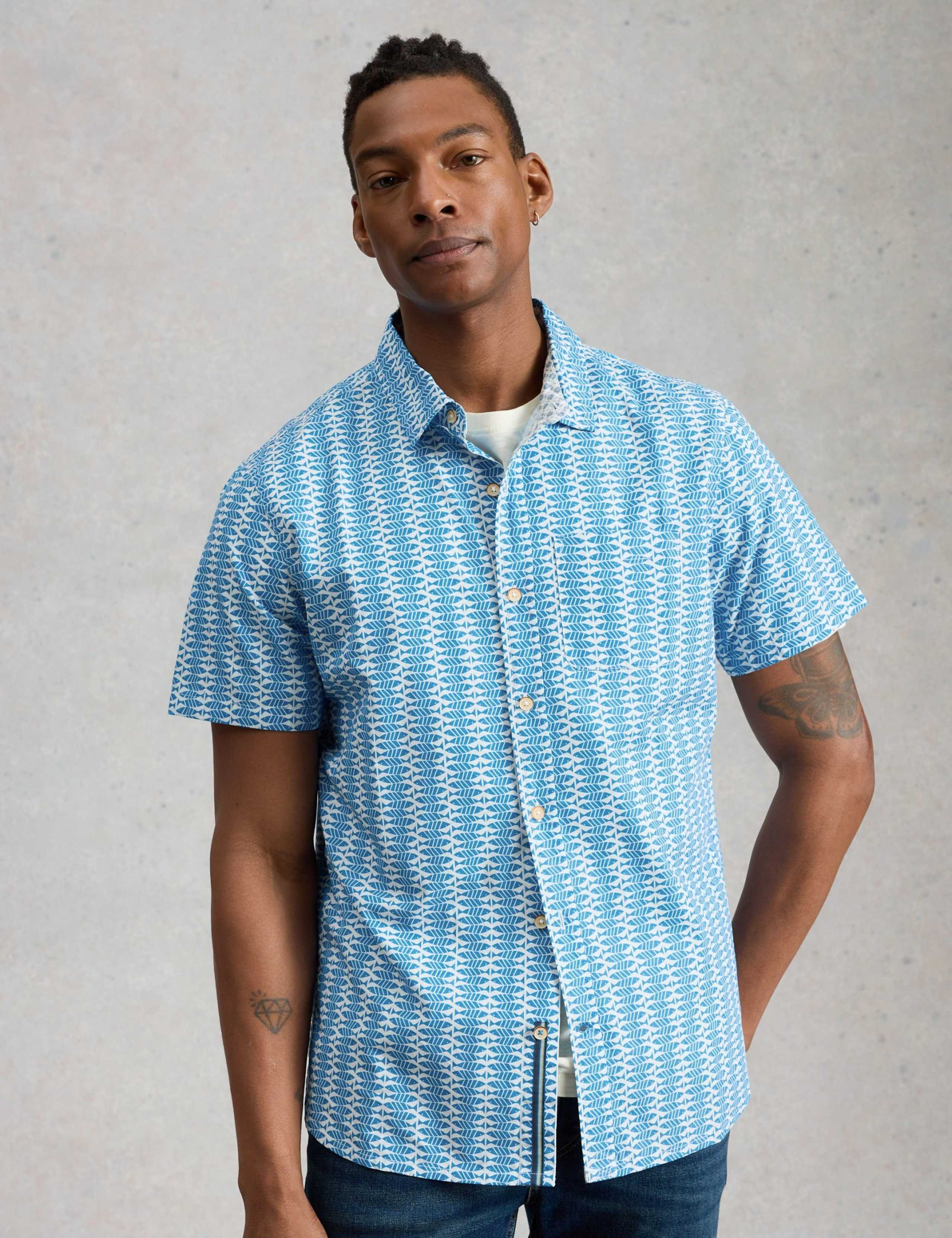 Slim Fit Fish Print Short Sleeve Shirt 3 of 6