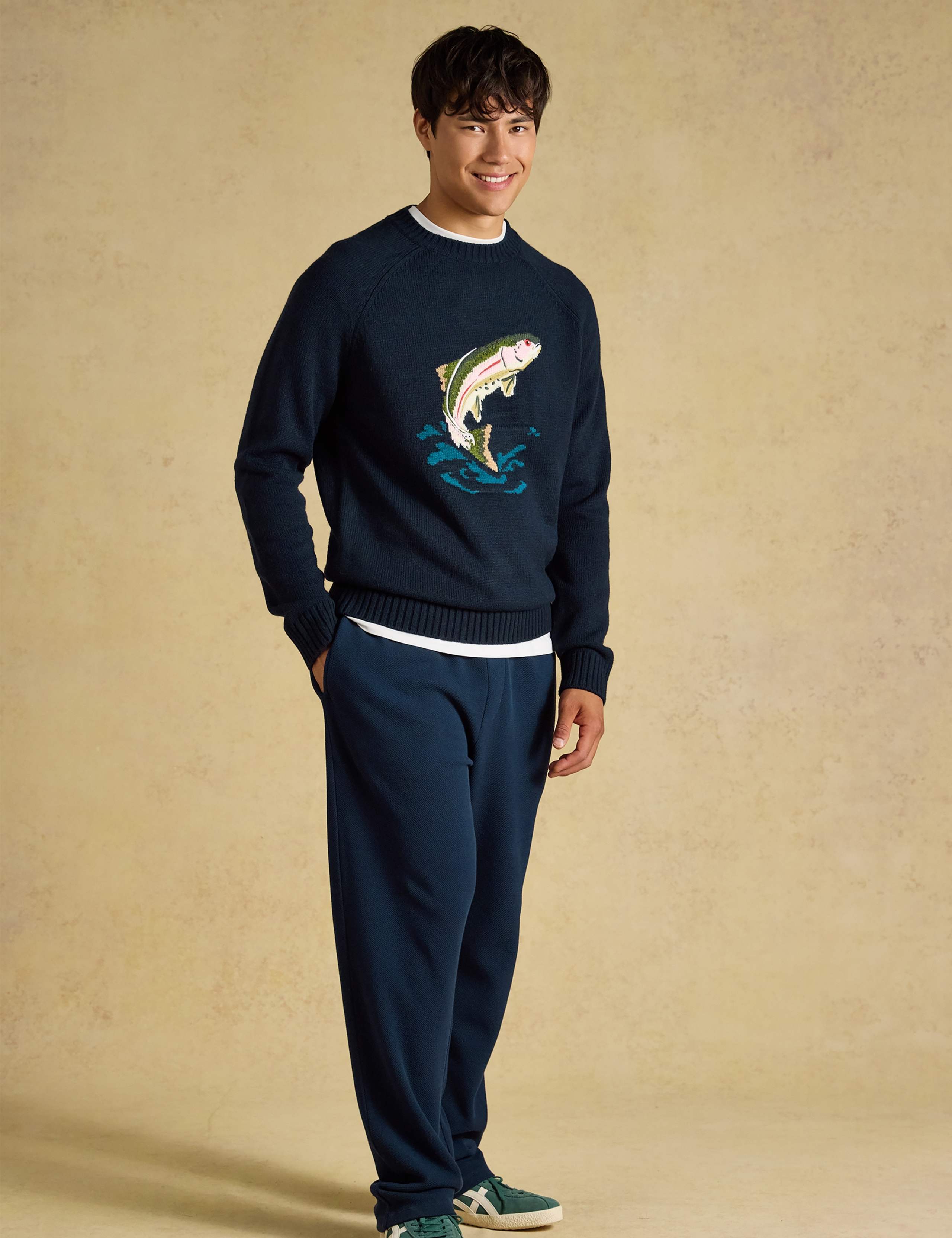 Intarsia Fish Crew Neck Jumper with Wool 2 of 6