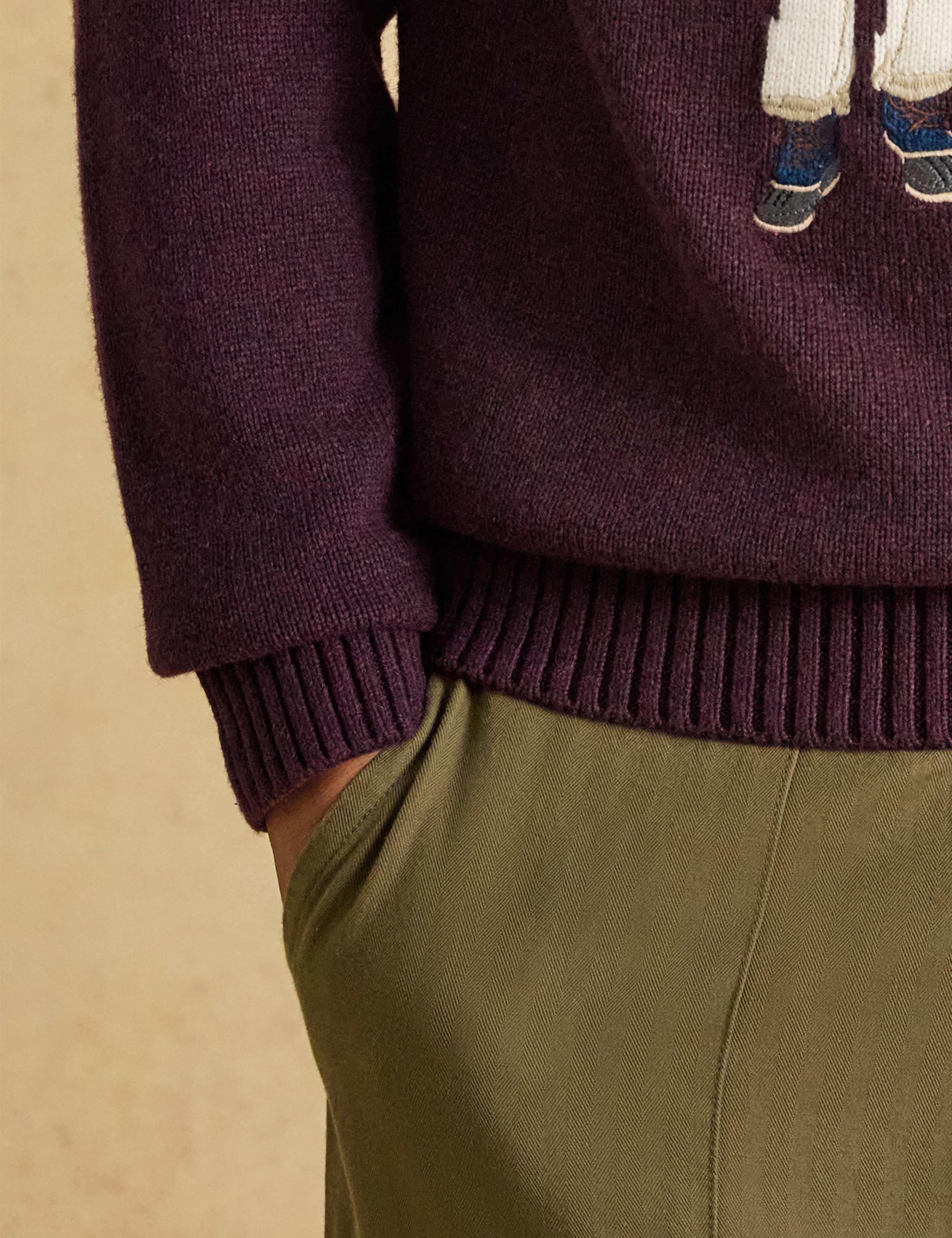 Cotton Rich Intarsia Fox Crew Neck Jumper with Wool 7 of 8