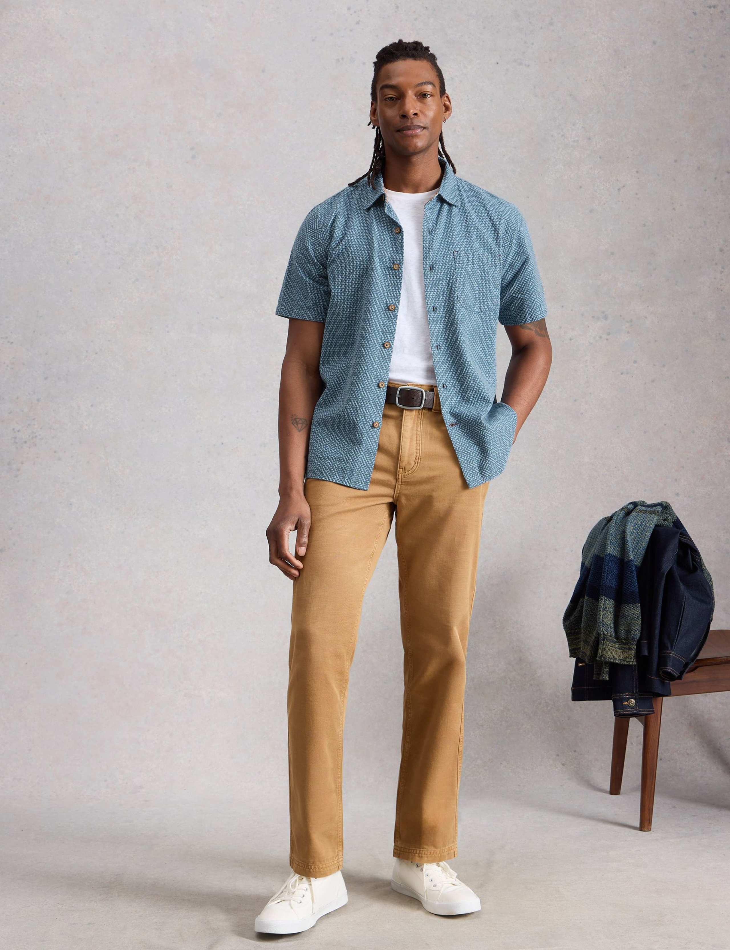 Regular Fit Pure Cotton Tile Pattern Shirt 1 of 6