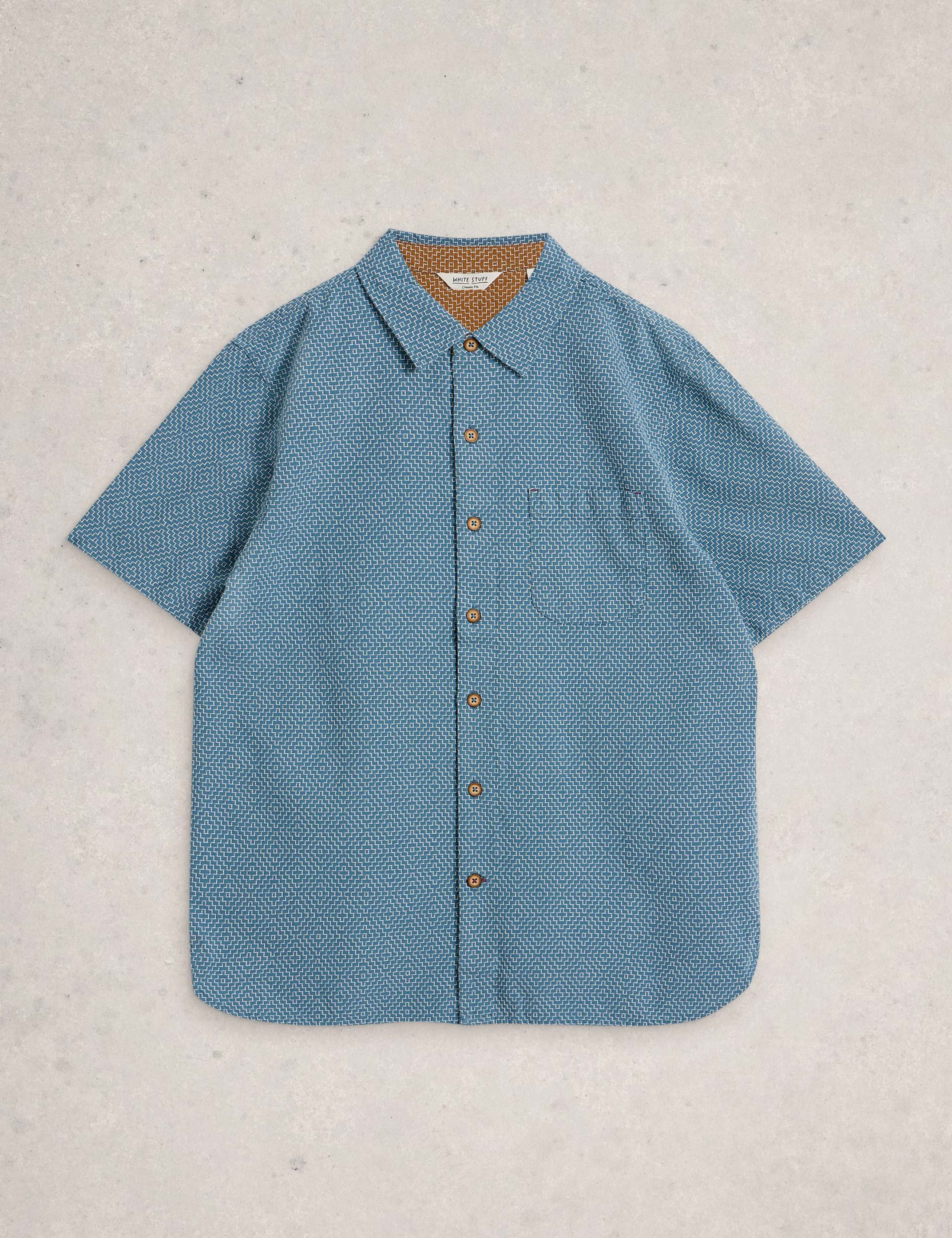 Regular Fit Pure Cotton Tile Pattern Shirt 2 of 6