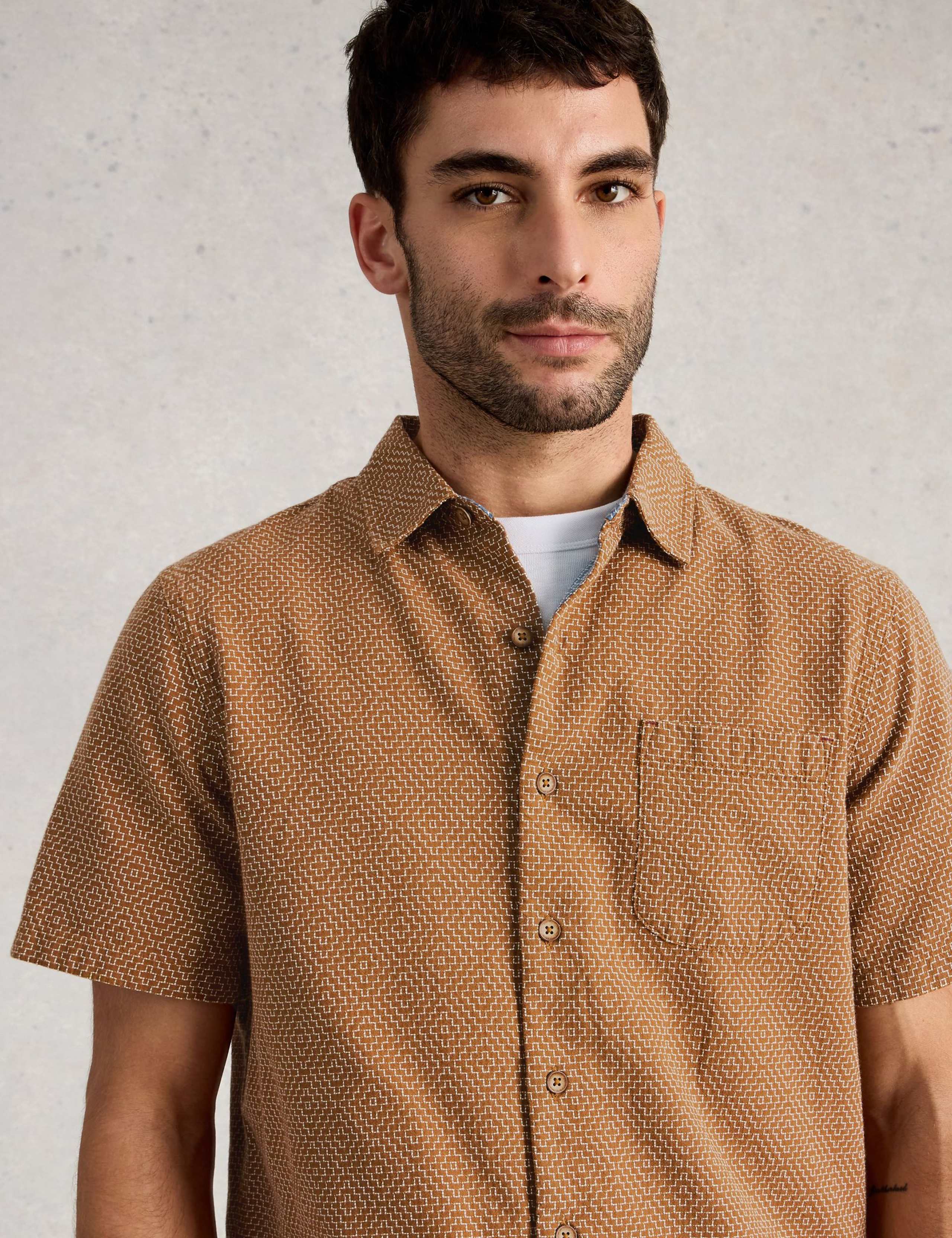 Regular Fit Pure Cotton Tile Pattern Shirt 5 of 7