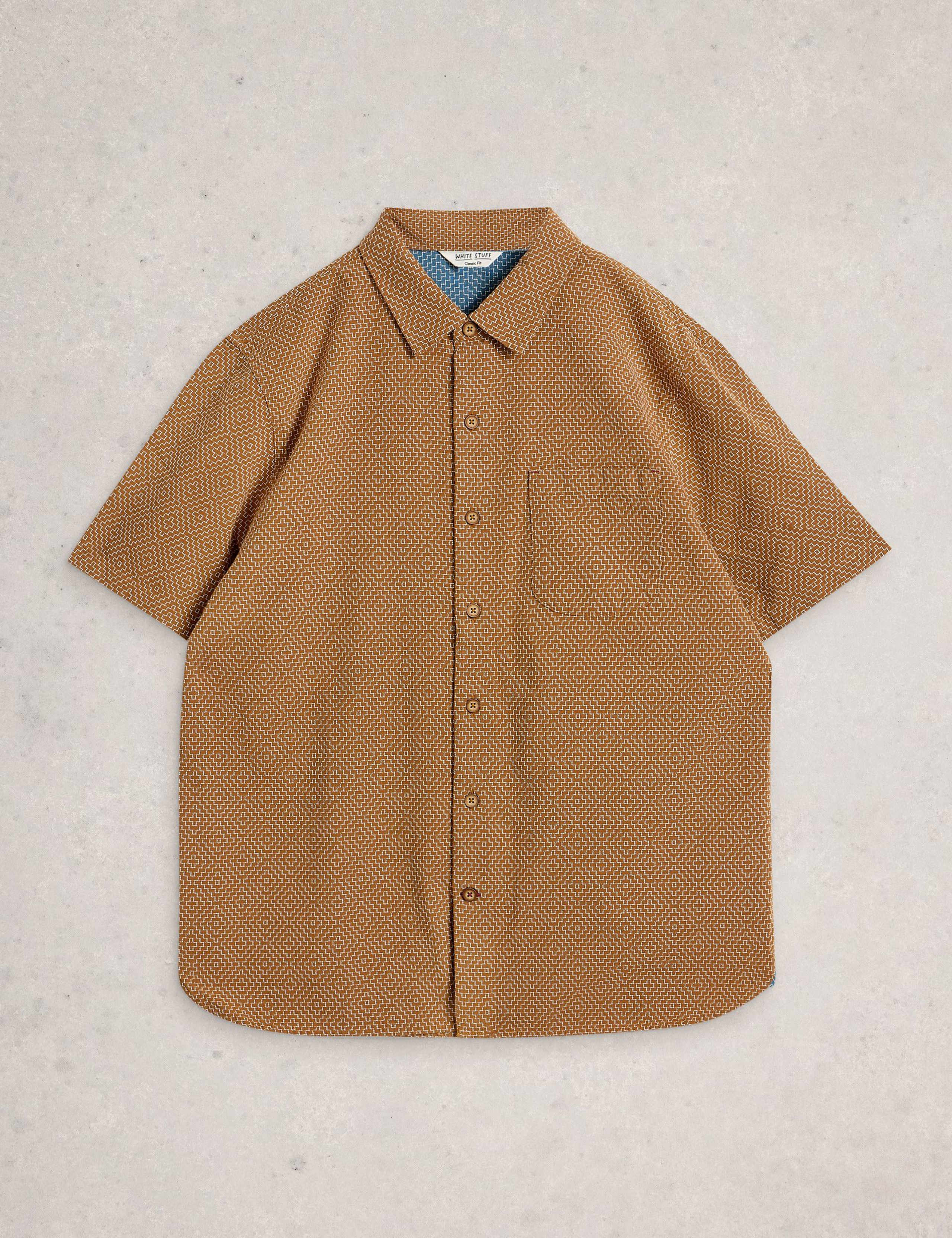 Regular Fit Pure Cotton Tile Pattern Shirt 2 of 7