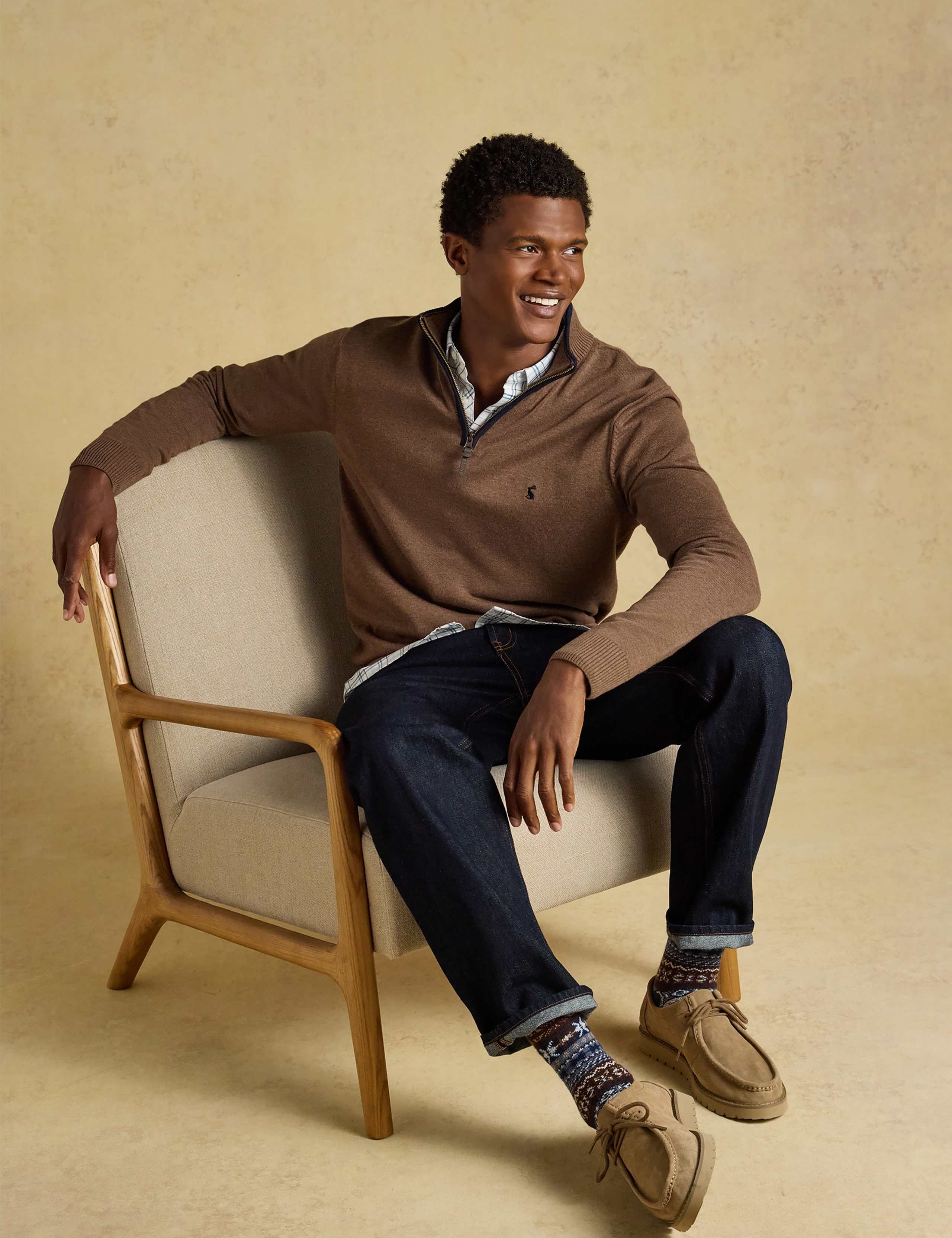 Pure Cotton Funnel Neck Quarter Zip Jumper 3 of 7