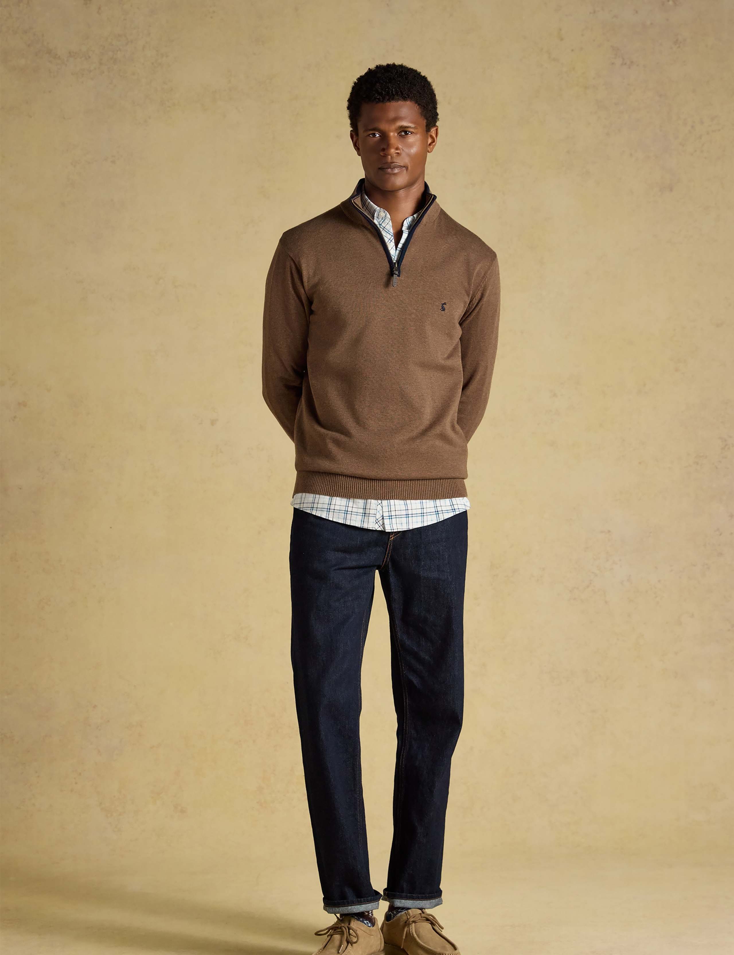 Pure Cotton Funnel Neck Quarter Zip Jumper 4 of 7