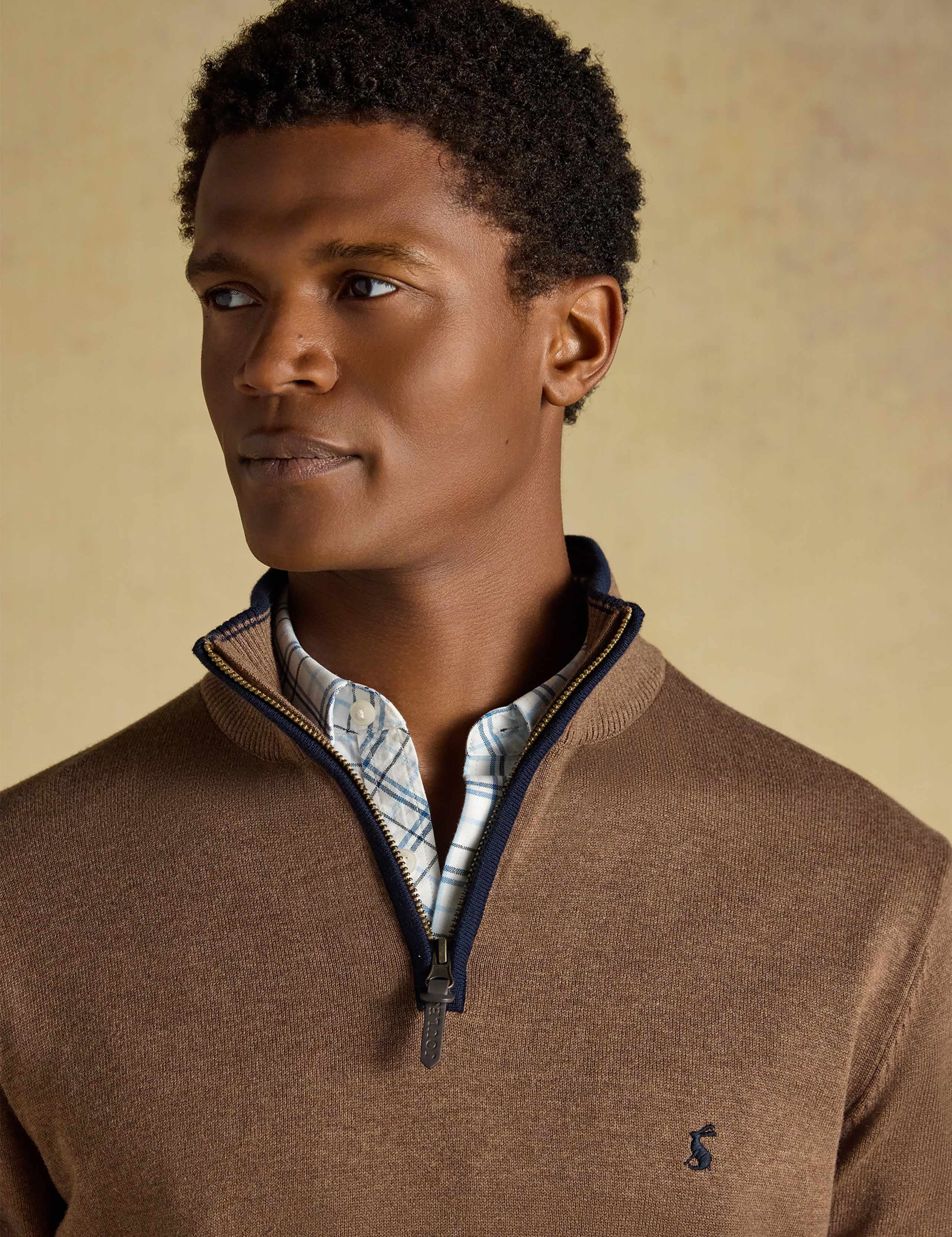 Pure Cotton Funnel Neck Quarter Zip Jumper 5 of 7