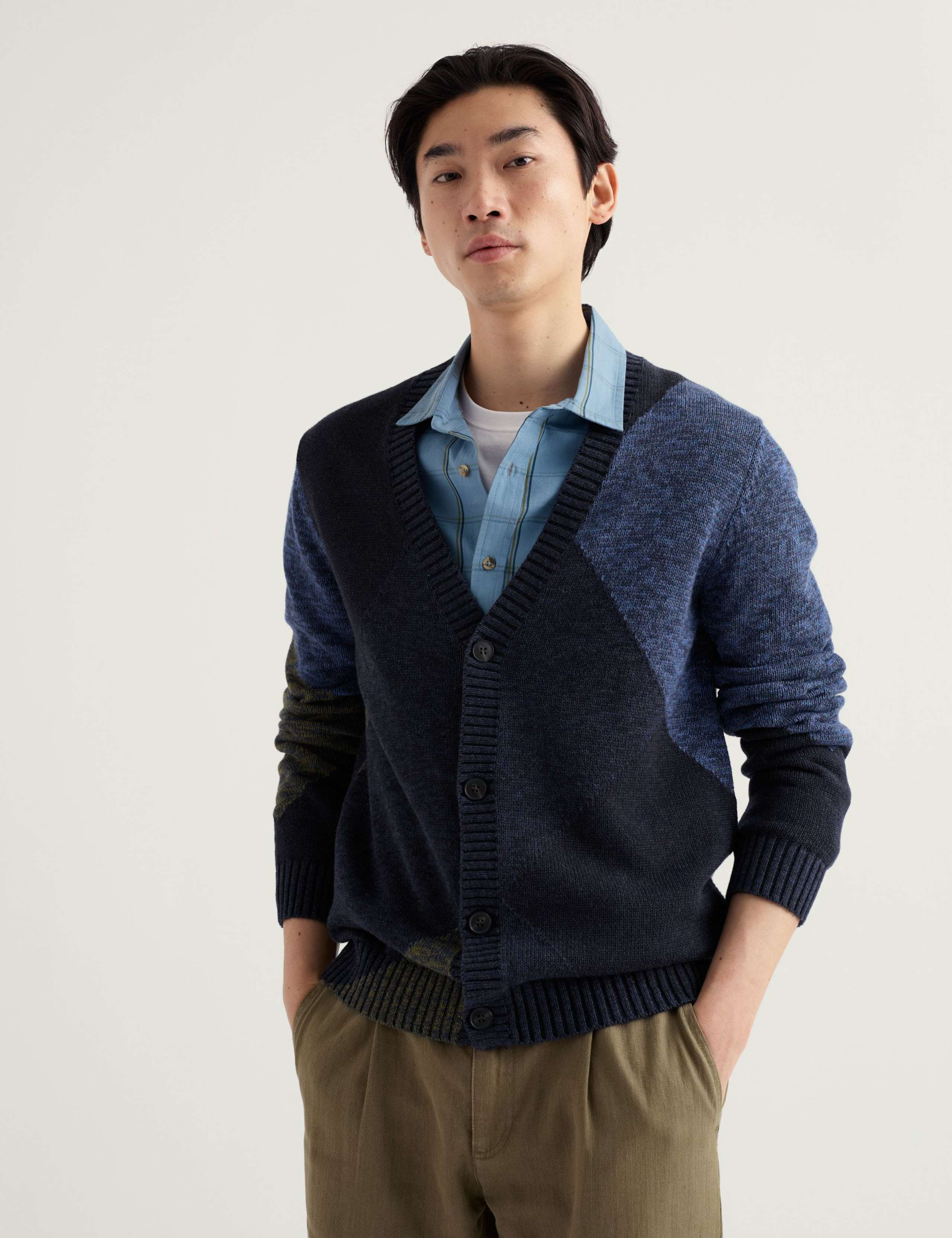 Pure Cotton Colour Block V-Neck Cardigan 5 of 6