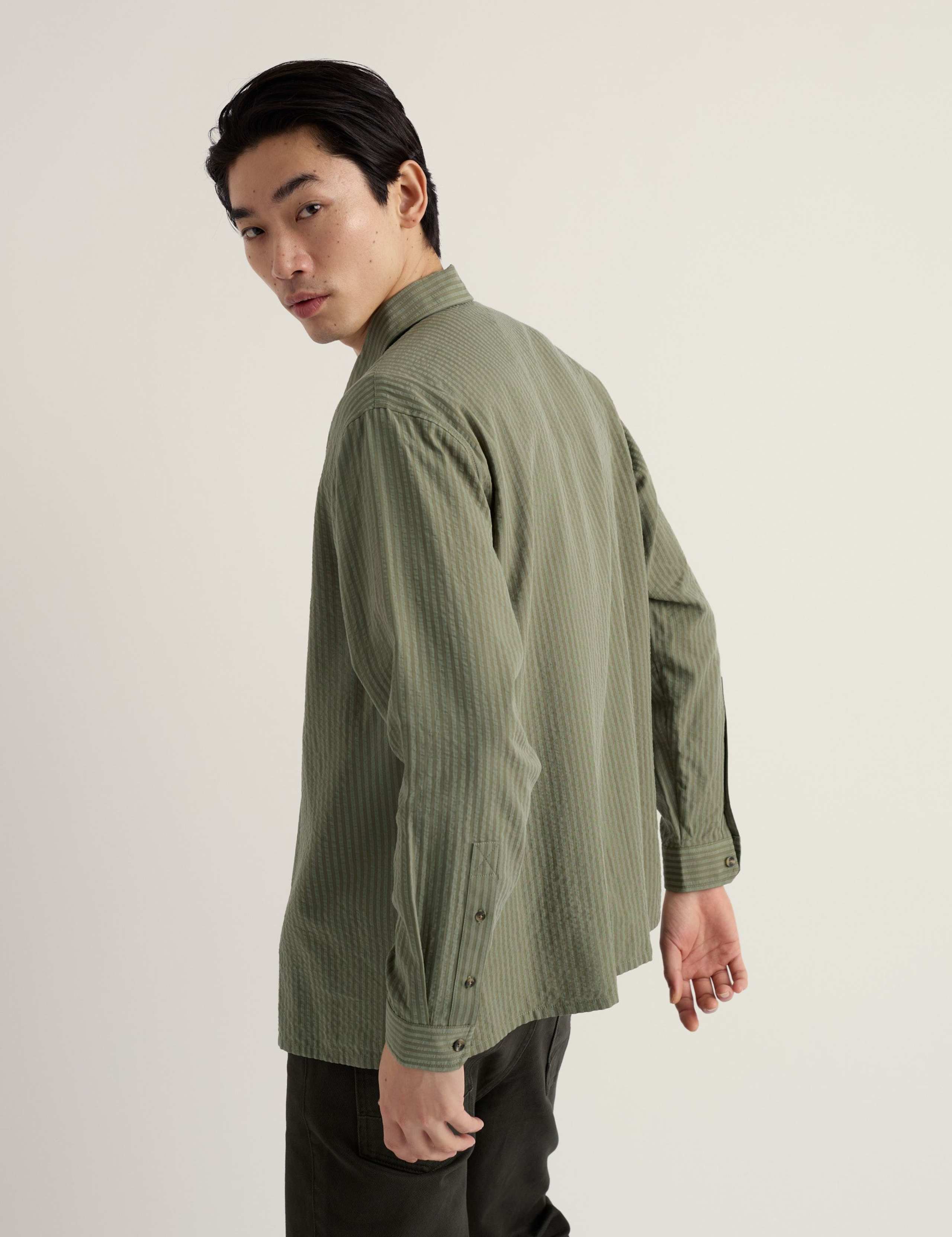 Cotton Blend Striped Overshirt 4 of 5