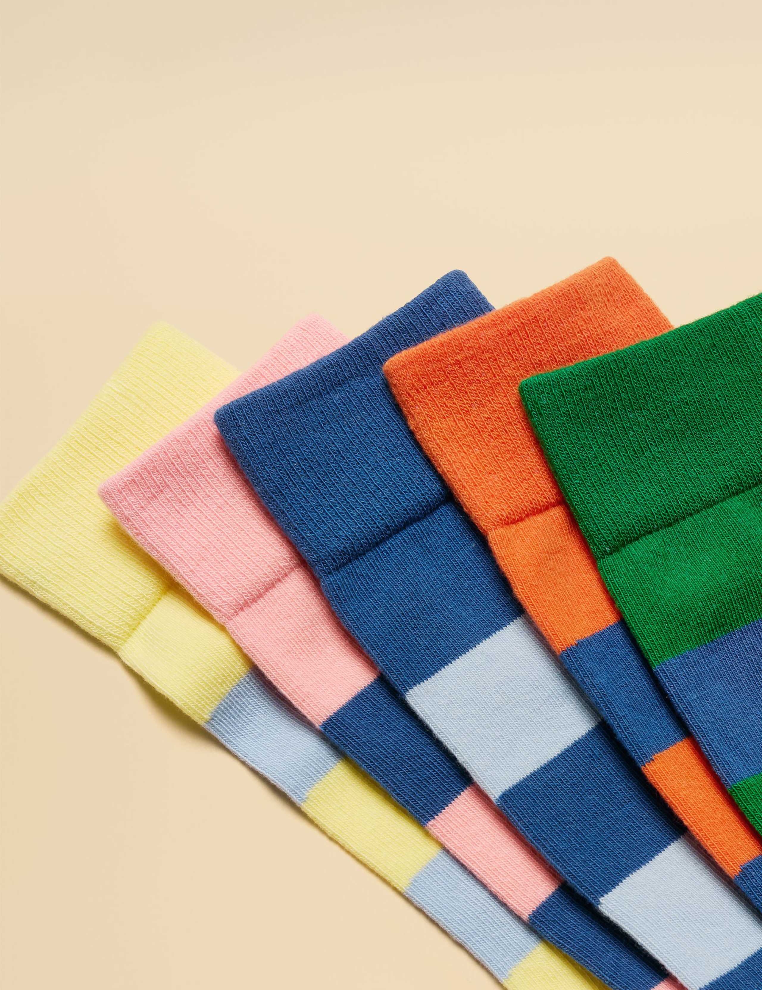 5 Pack Striped Cotton Rich Socks 3 of 3