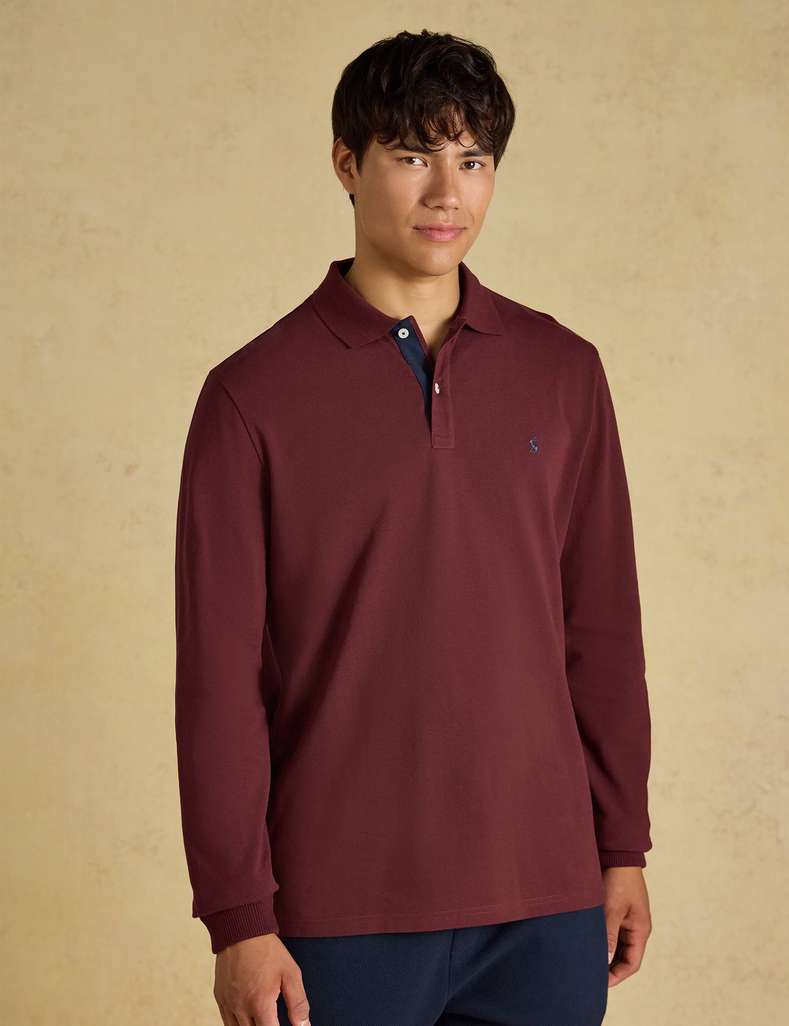 Pure Cotton Pique Long Sleeve Polo Shirt 1 of 8