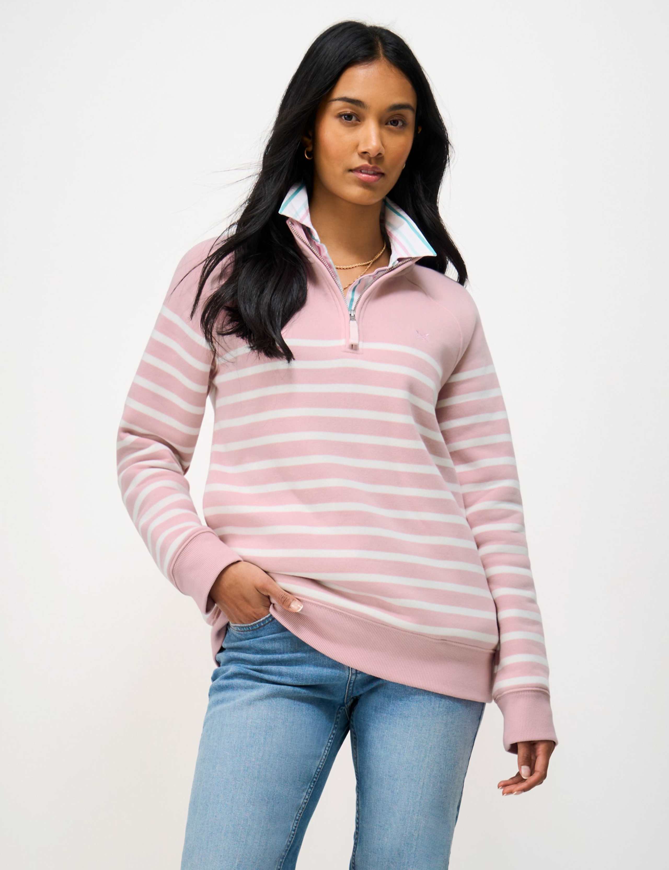 Cotton Rich Striped Half Zip Sweatshirt 4 of 5
