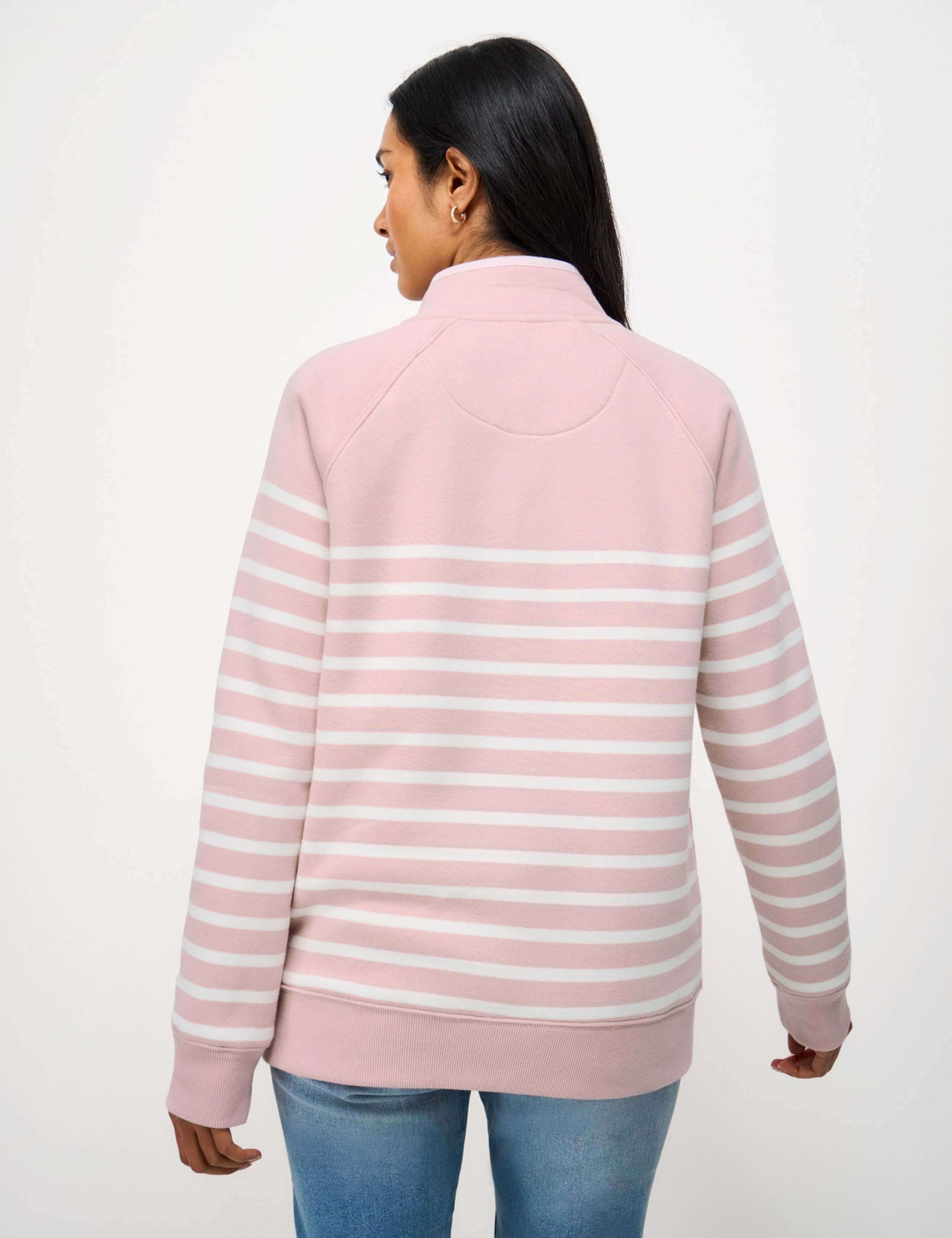 Cotton Rich Striped Half Zip Sweatshirt 5 of 5