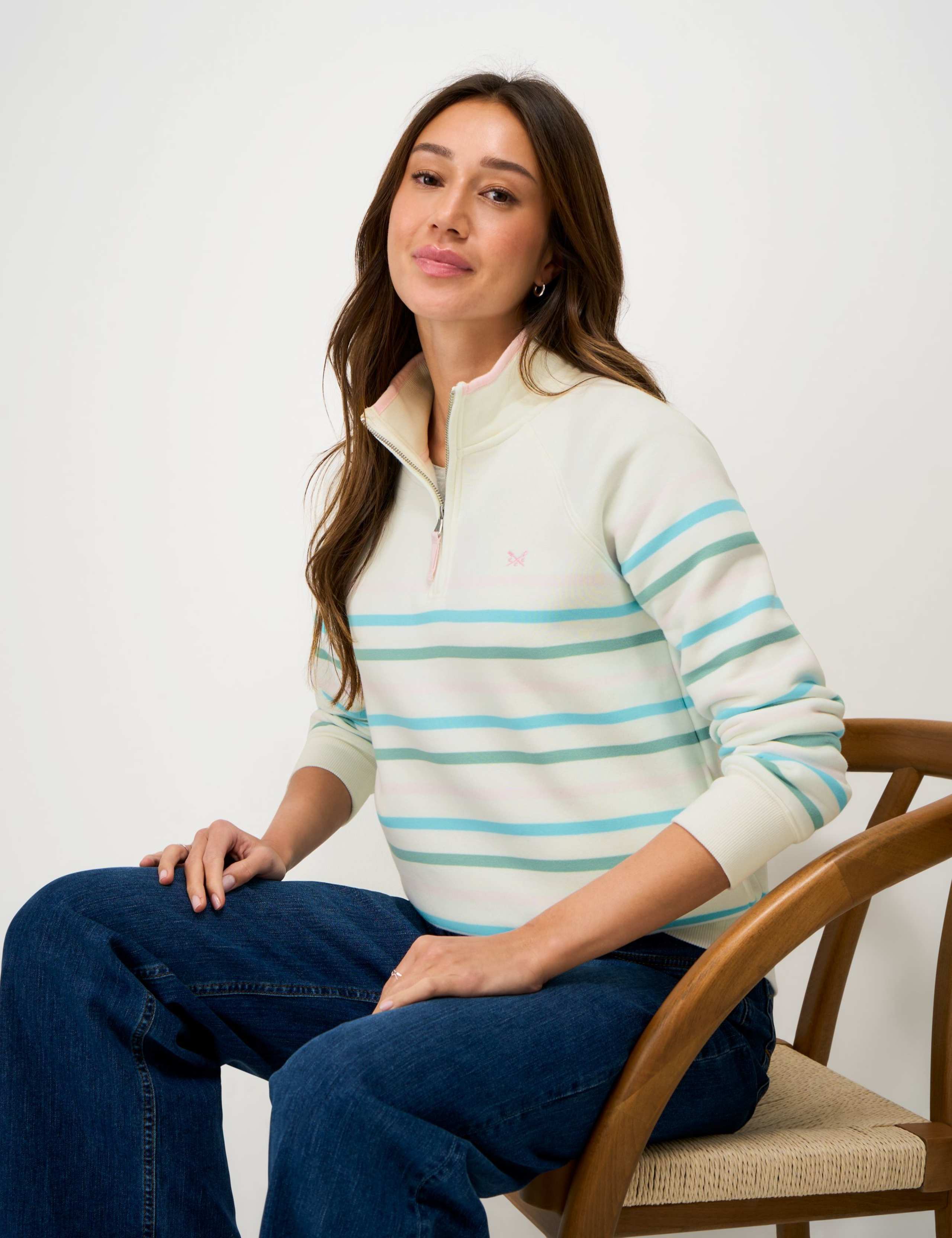 Cotton Rich Striped Half Zip Sweatshirt 5 of 5
