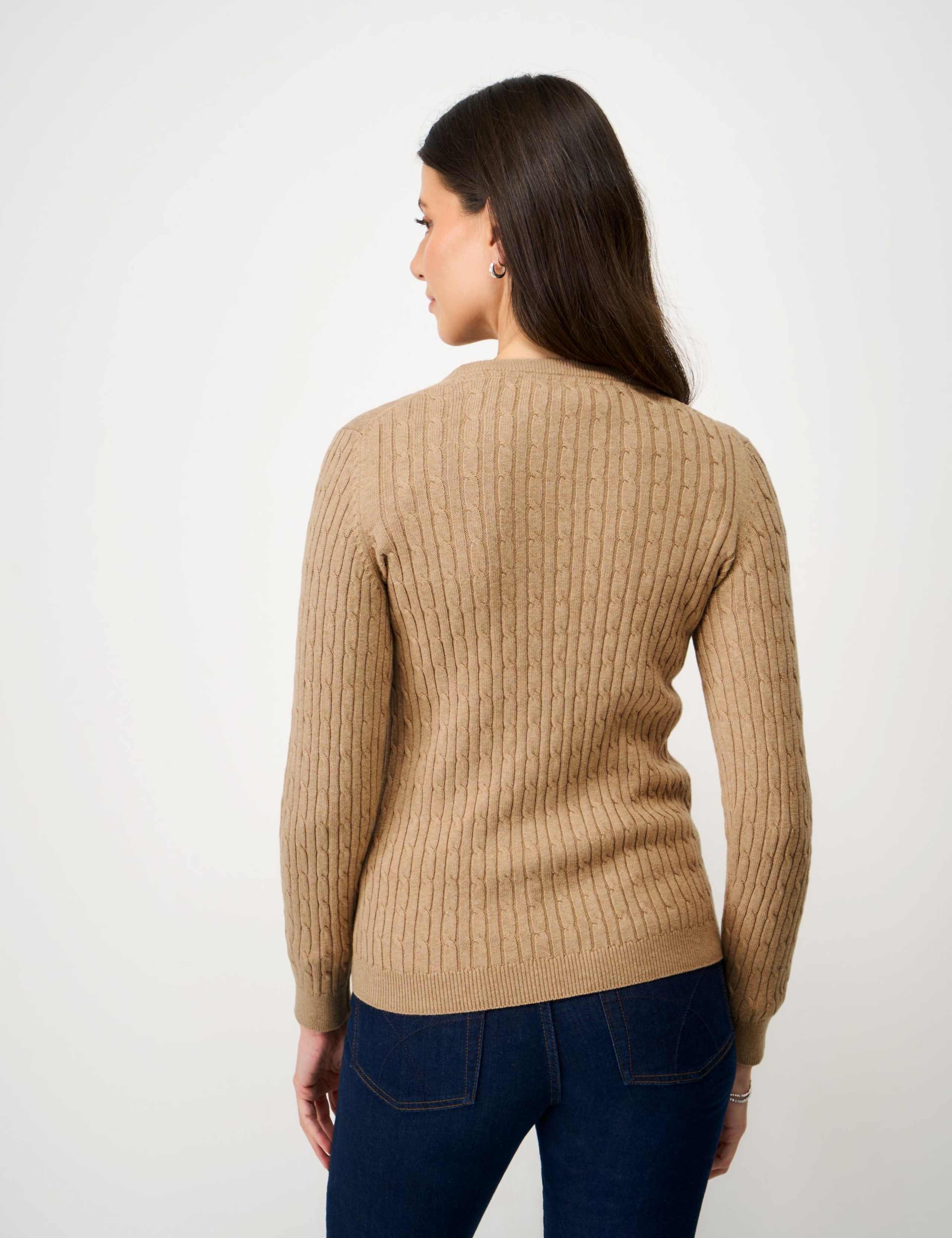 Cotton Rich Cable Knit Crew Neck Jumper 3 of 5