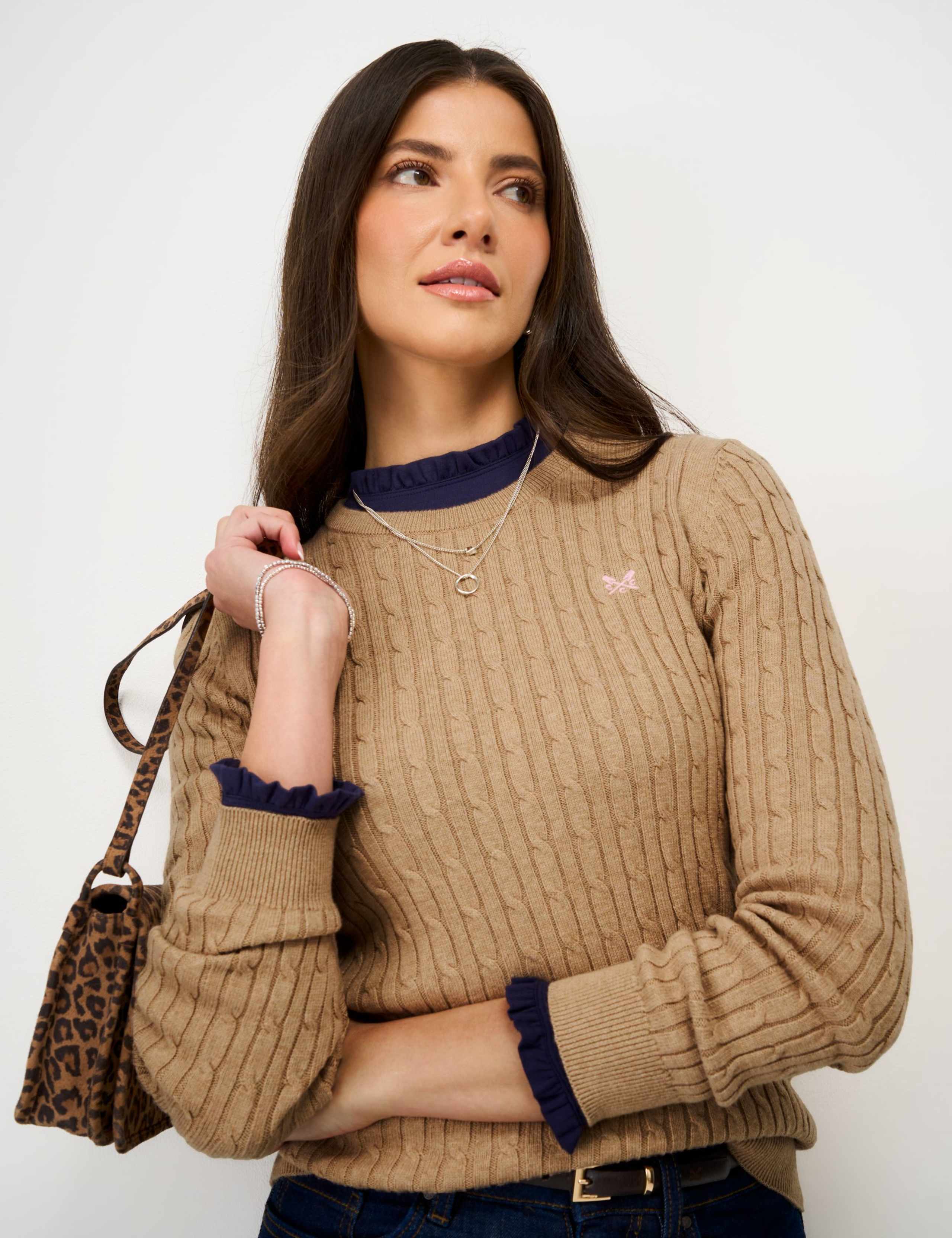 Cotton Rich Cable Knit Crew Neck Jumper 4 of 5