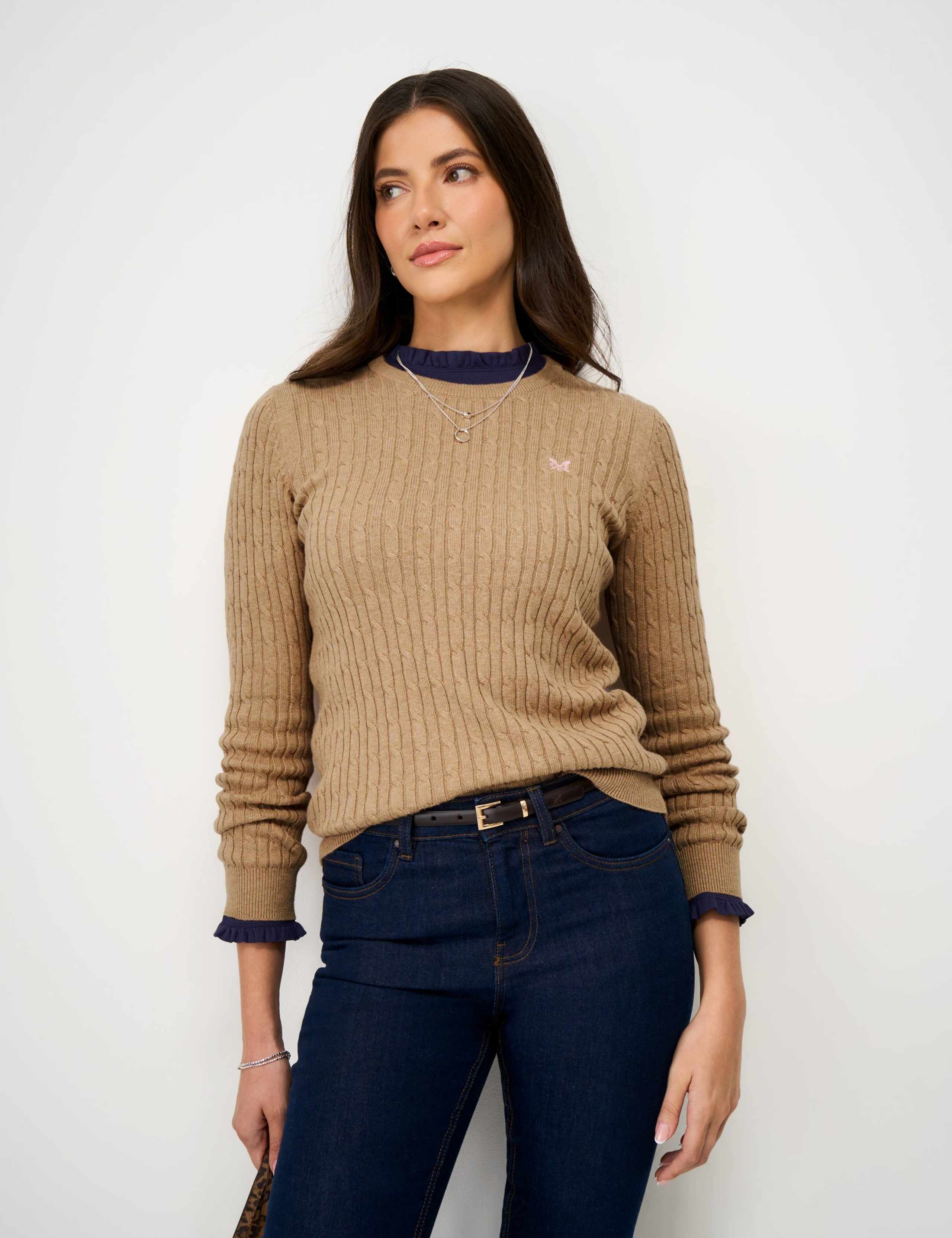 Cotton Rich Cable Knit Crew Neck Jumper 5 of 5