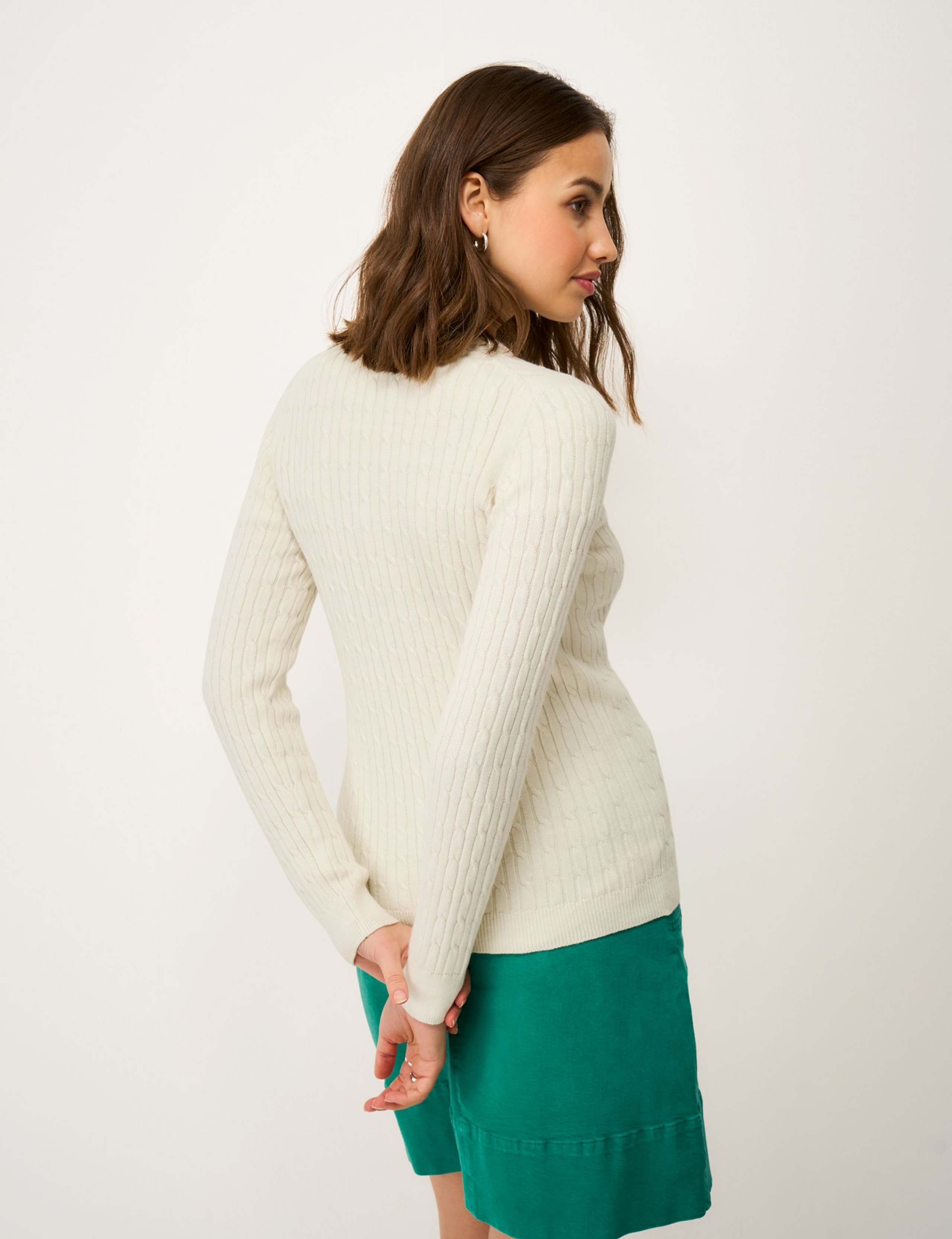 Cotton Rich Cable Knit Crew Neck Jumper 3 of 5