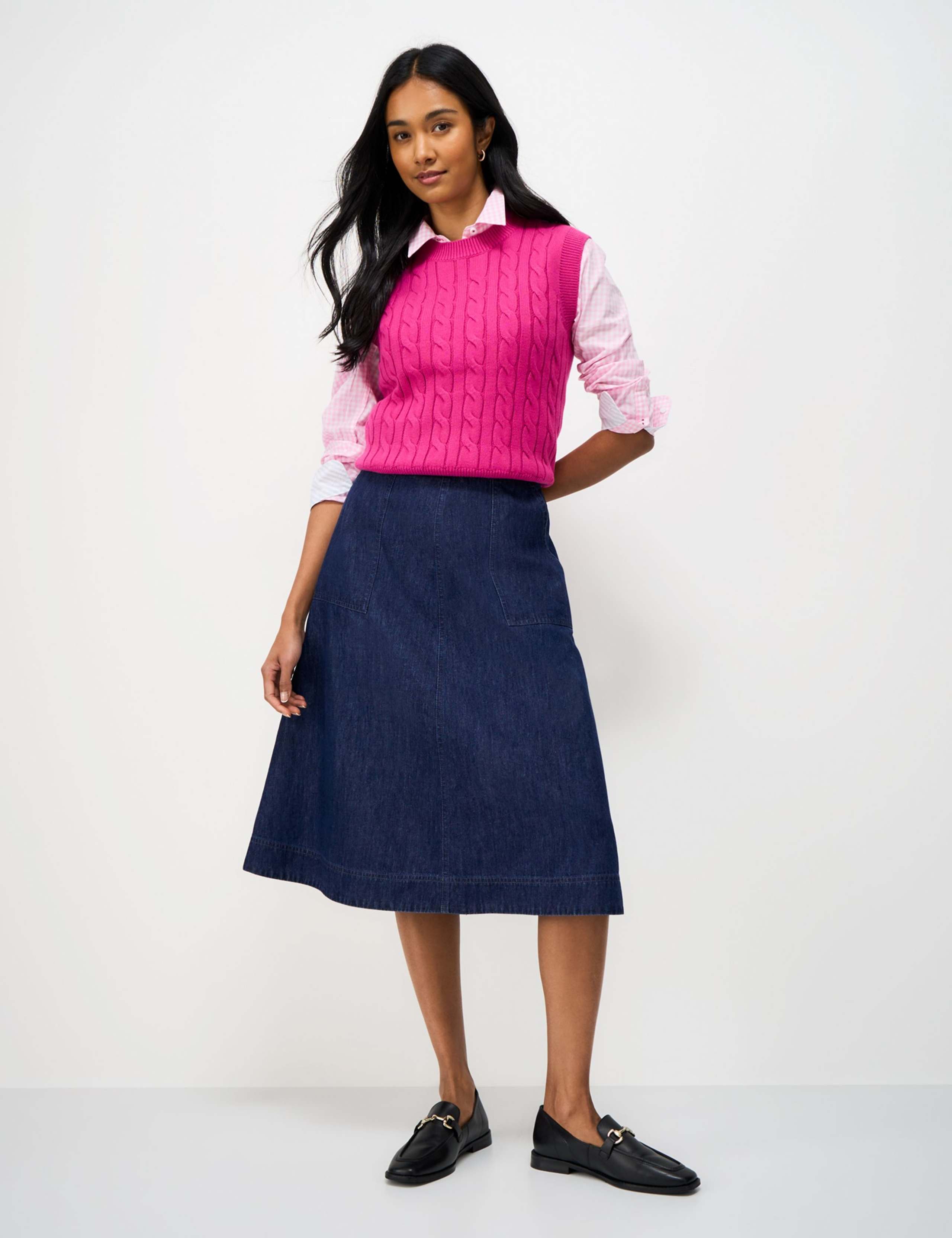 Denim Midi A-Line Skirt 3 of 6