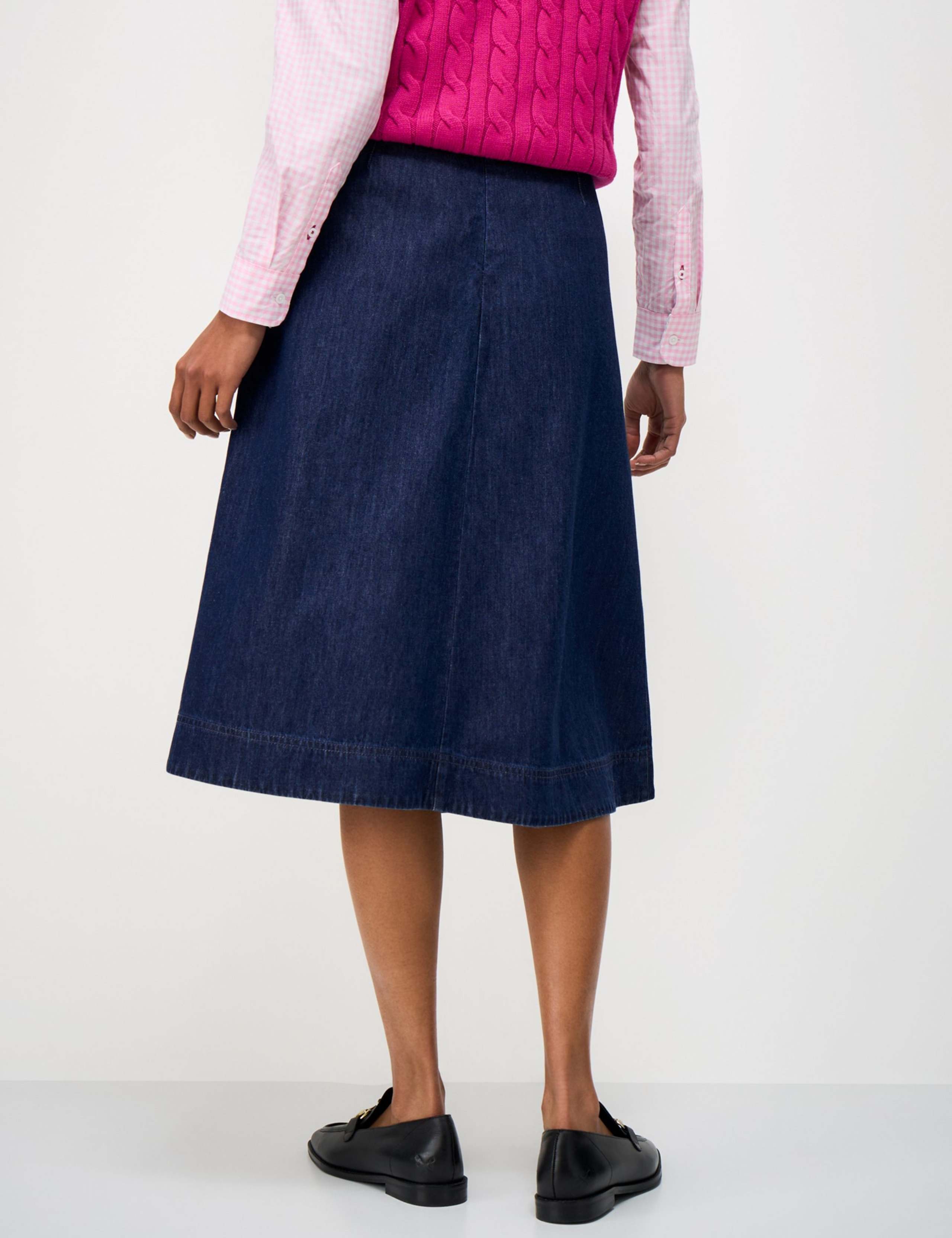 Denim Midi A-Line Skirt 4 of 6