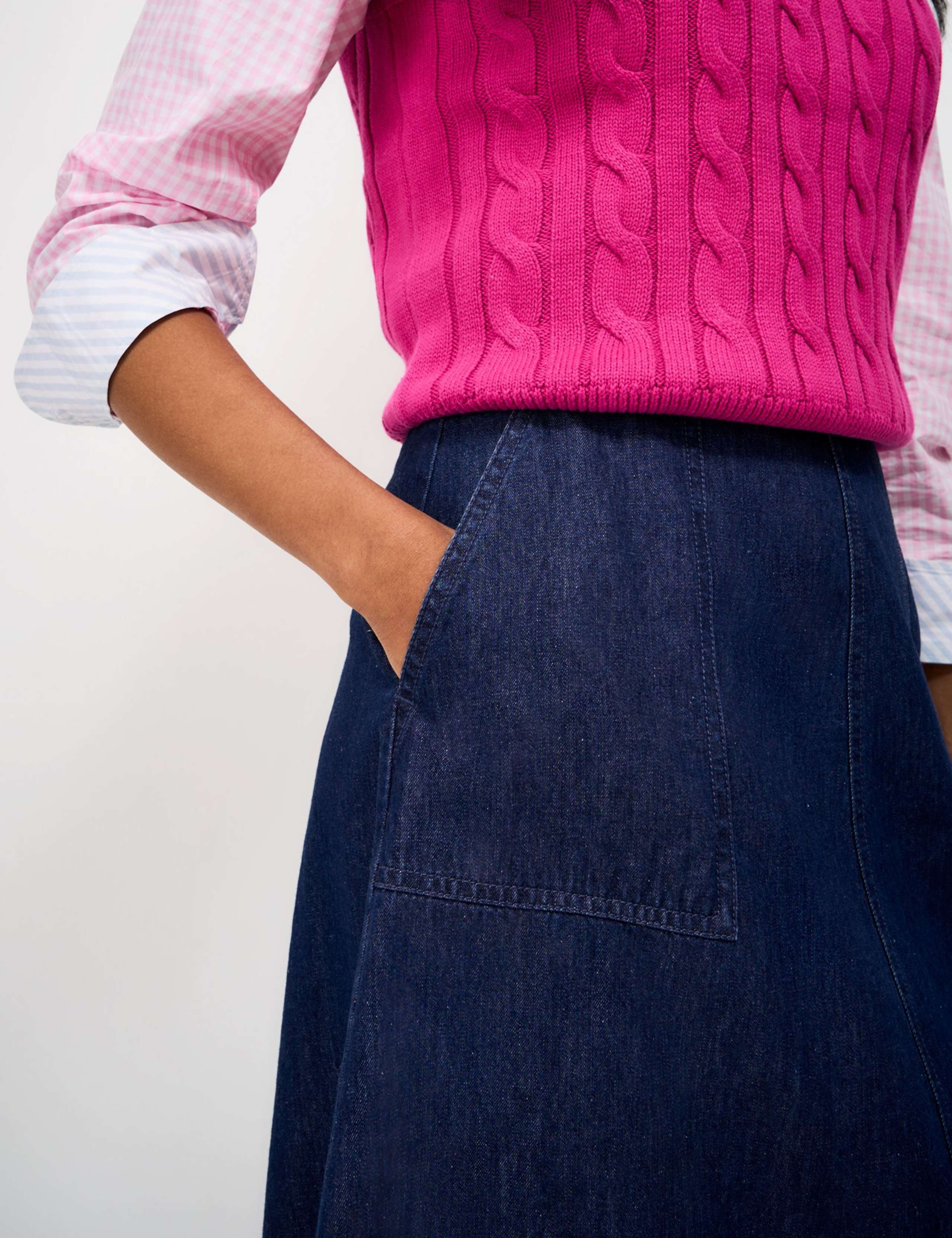 Denim Midi A-Line Skirt 5 of 6