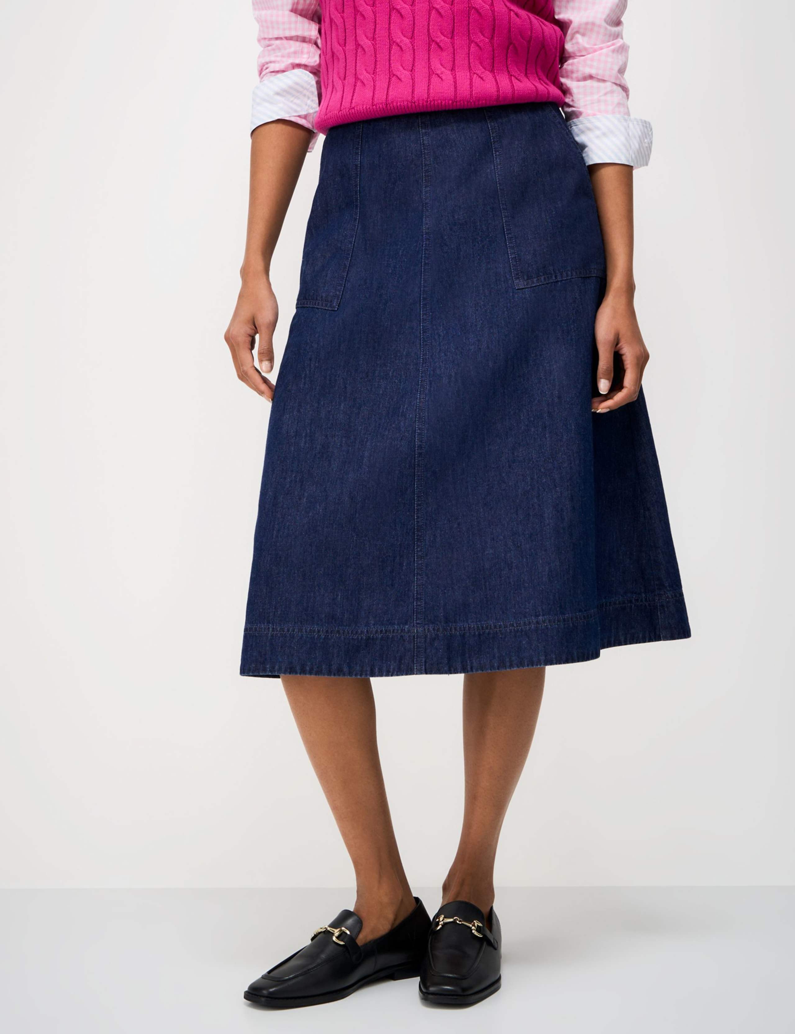 Denim Midi A-Line Skirt 6 of 6