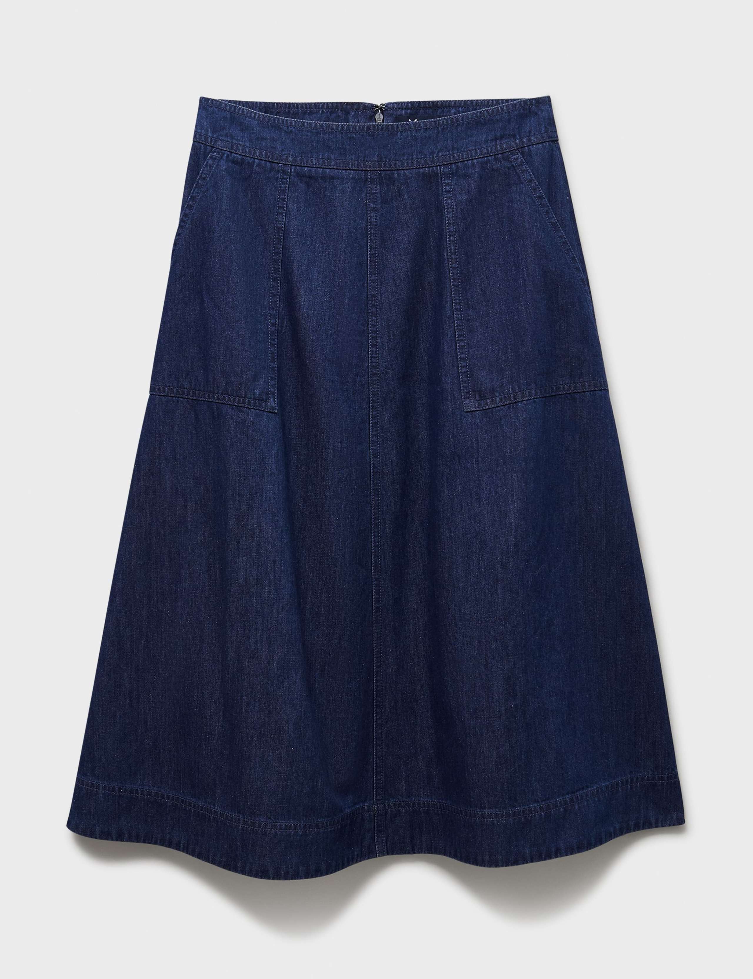Denim Midi A-Line Skirt 2 of 6