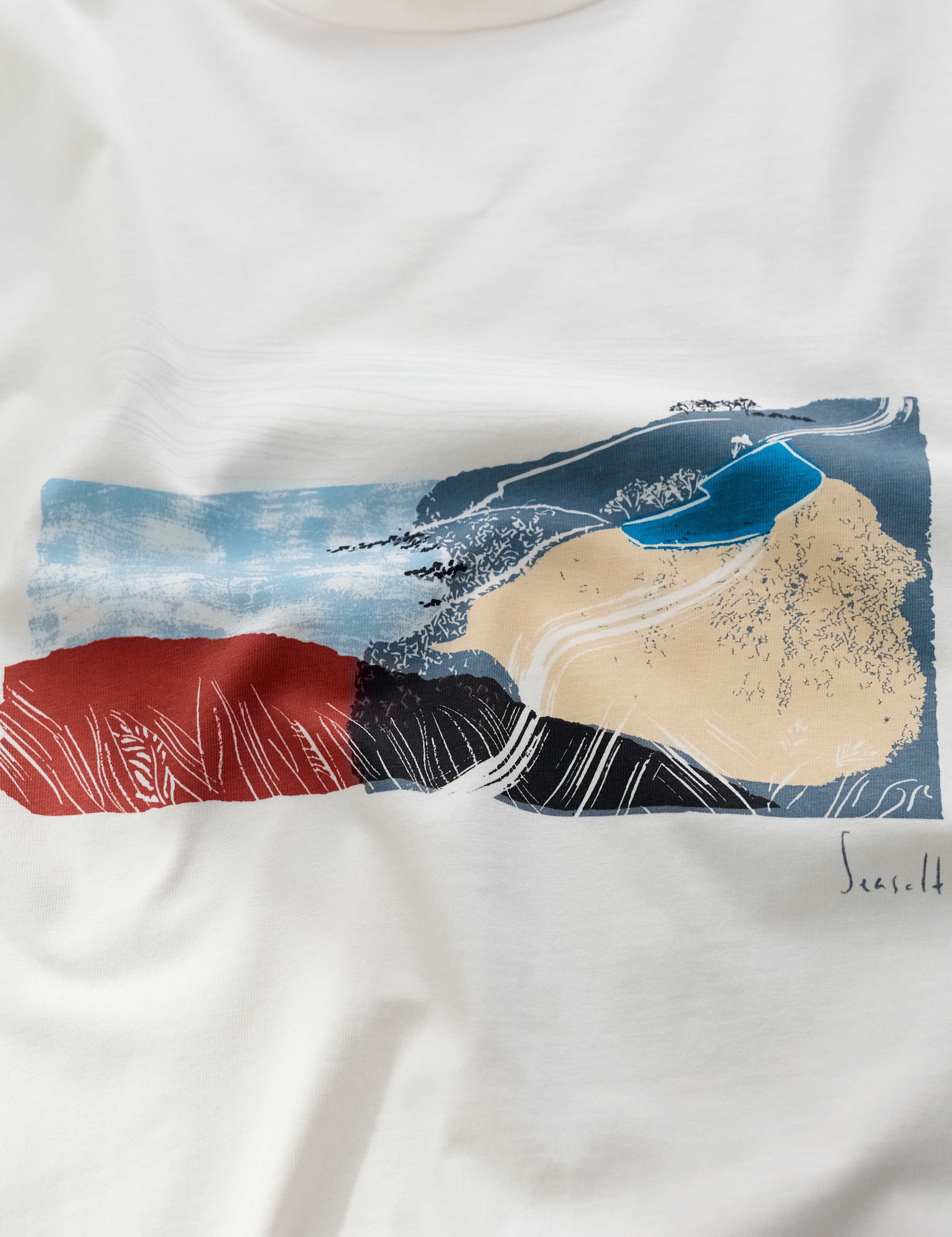 Pure Cotton Coastal Print Crew Neck T-Shirt 4 of 5