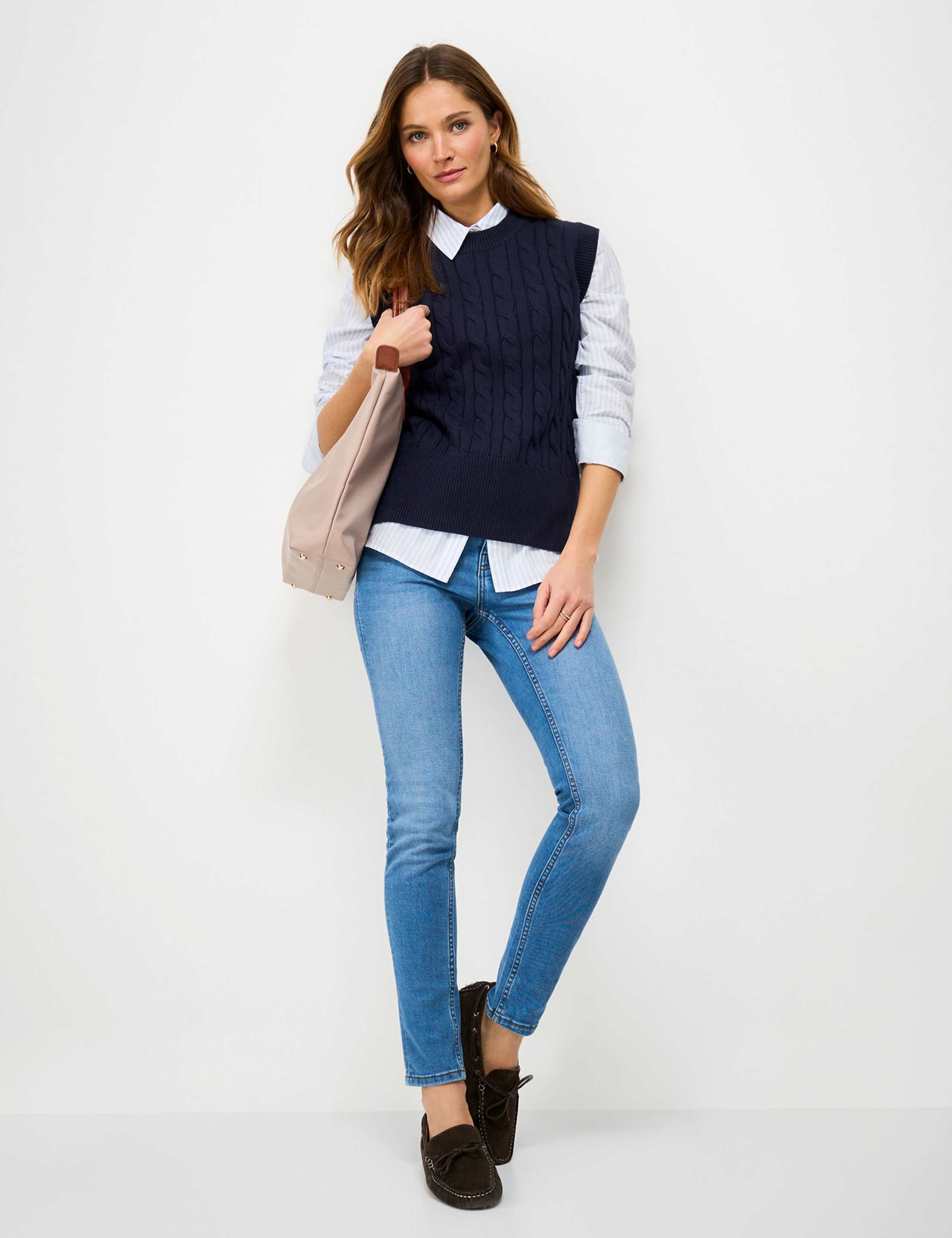 Pure Cotton Cable Crew Neck Knitted Vest 1 of 5