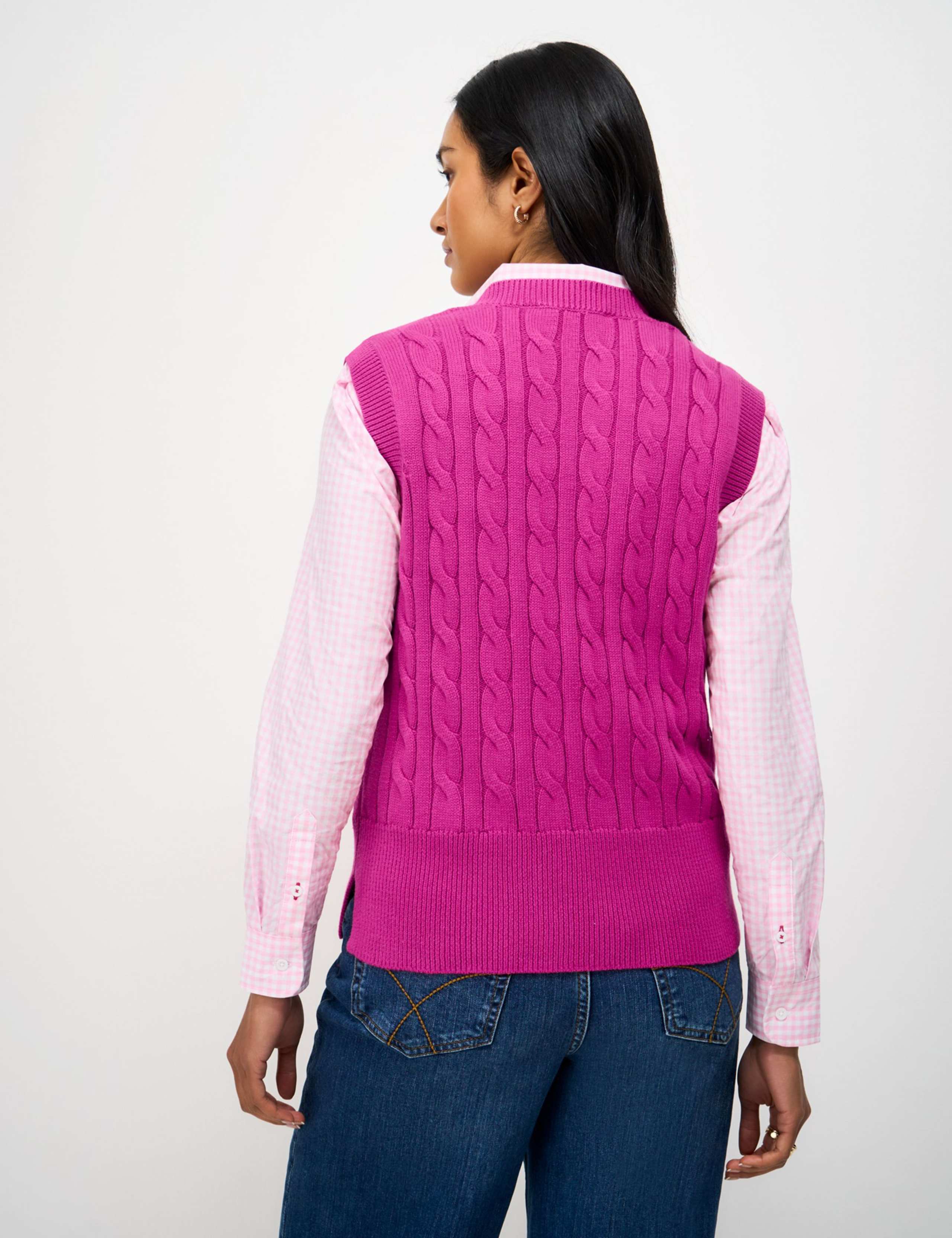 Pure Cotton Cable Crew Neck Knitted Vest 3 of 5