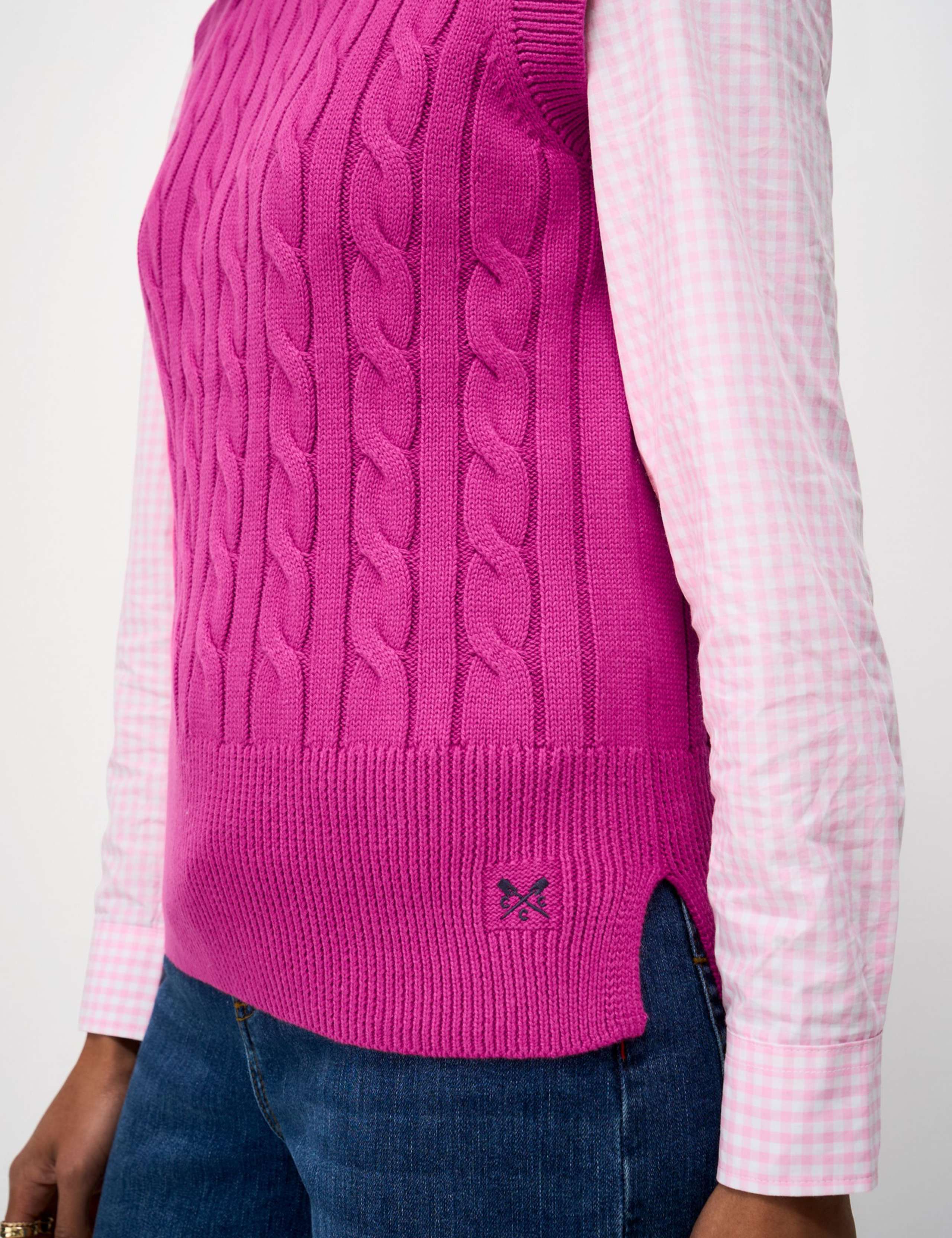 Pure Cotton Cable Crew Neck Knitted Vest 4 of 5