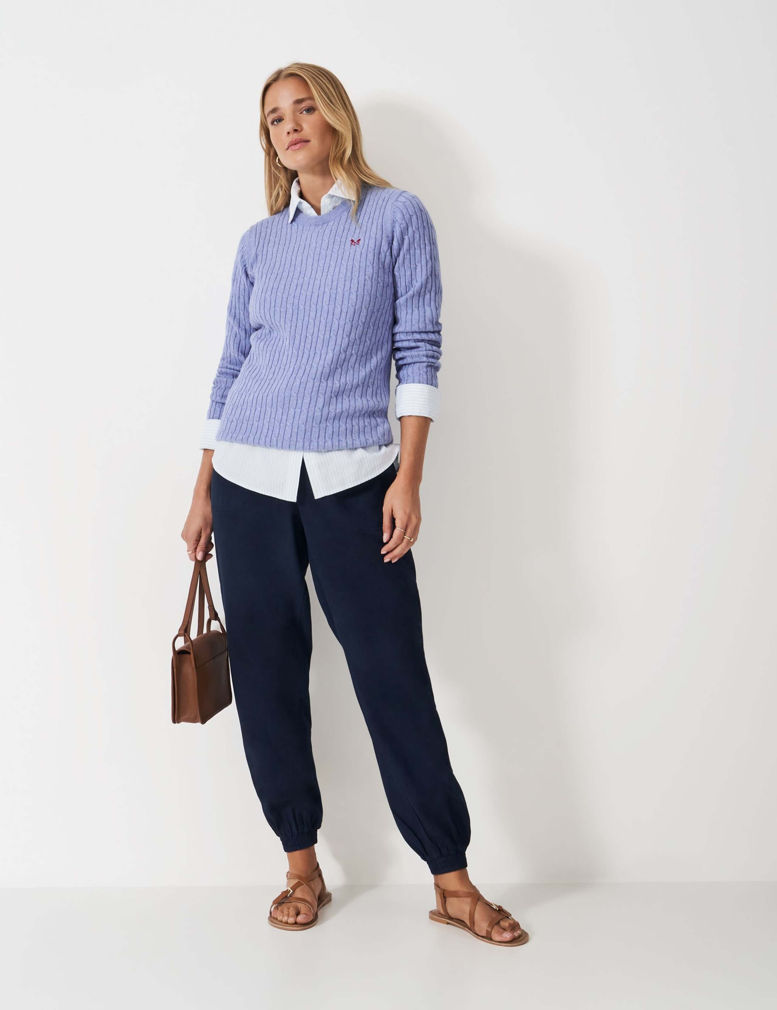 Cotton Rich Cable Knit Crew Neck Jumper 3 of 5